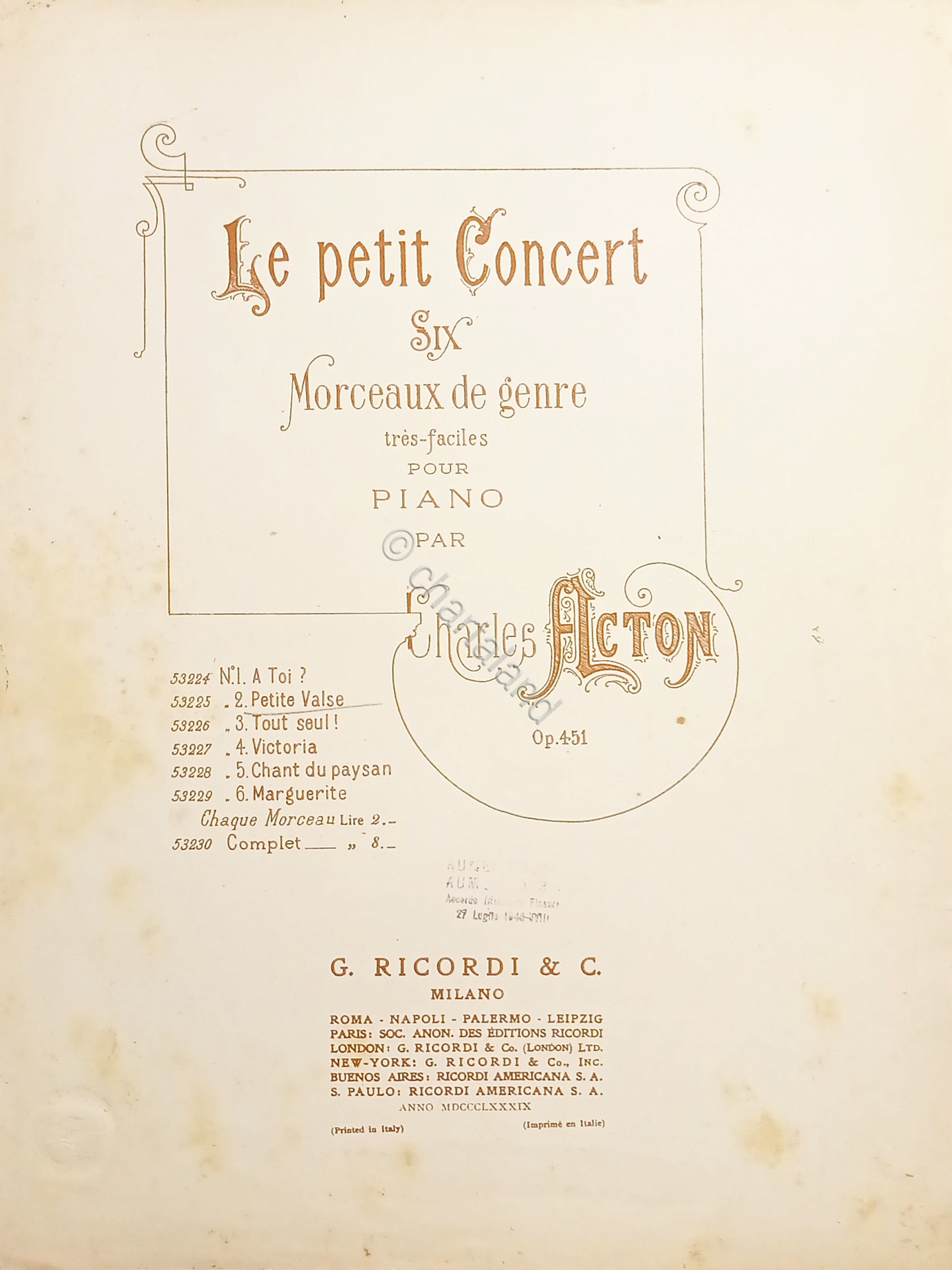 Spartiti - Petite Valse di Charles Acton Op. 451 - …