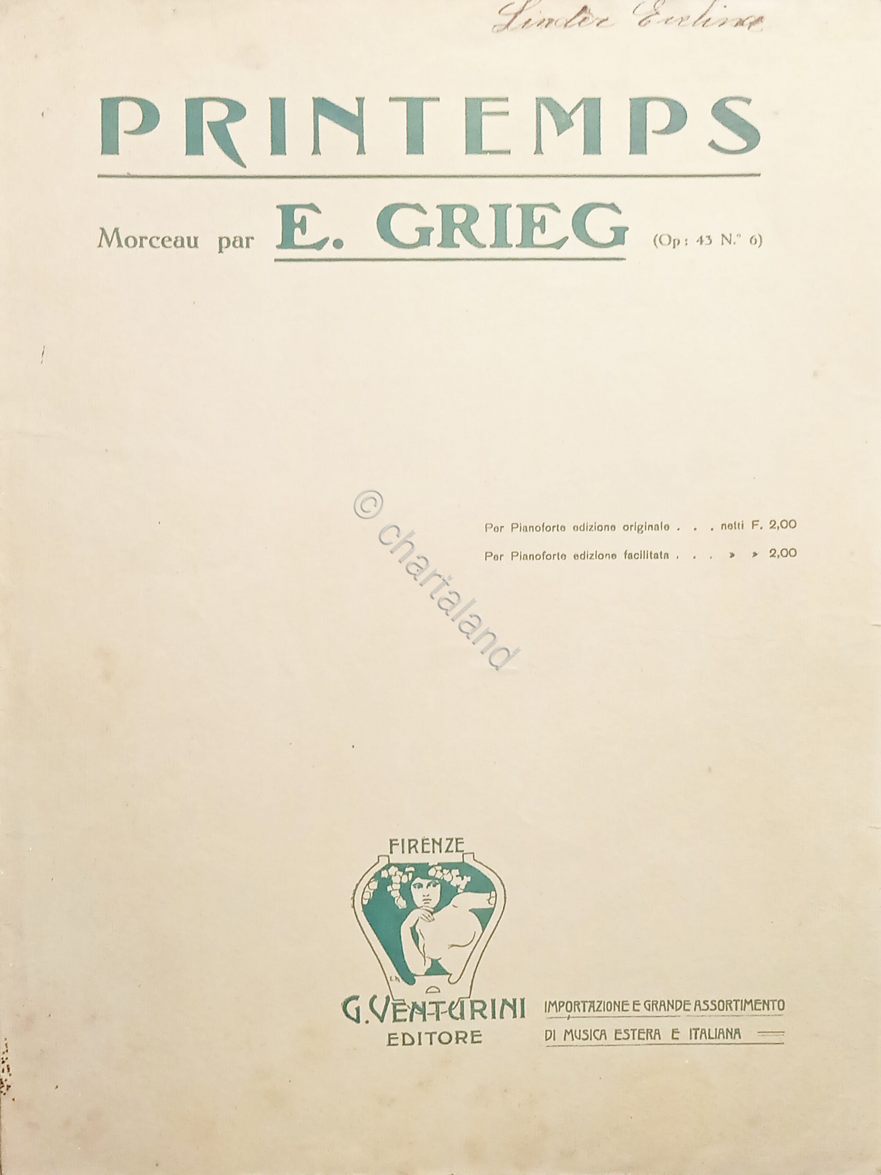 Spartiti - Primavera di E. Grieg - Pianoforte di L. …