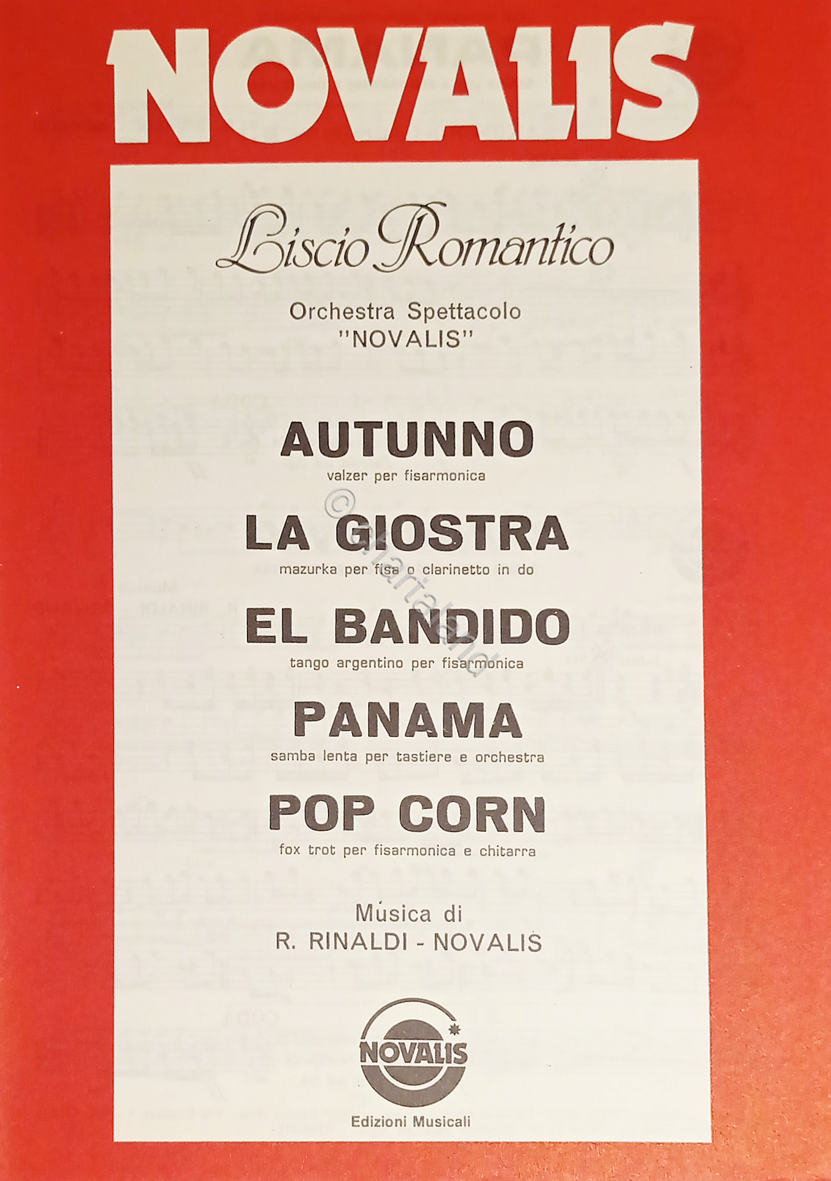 Spartiti - Raccolta - Liscio Romantico - Orchestra Spettacolo Novalis …