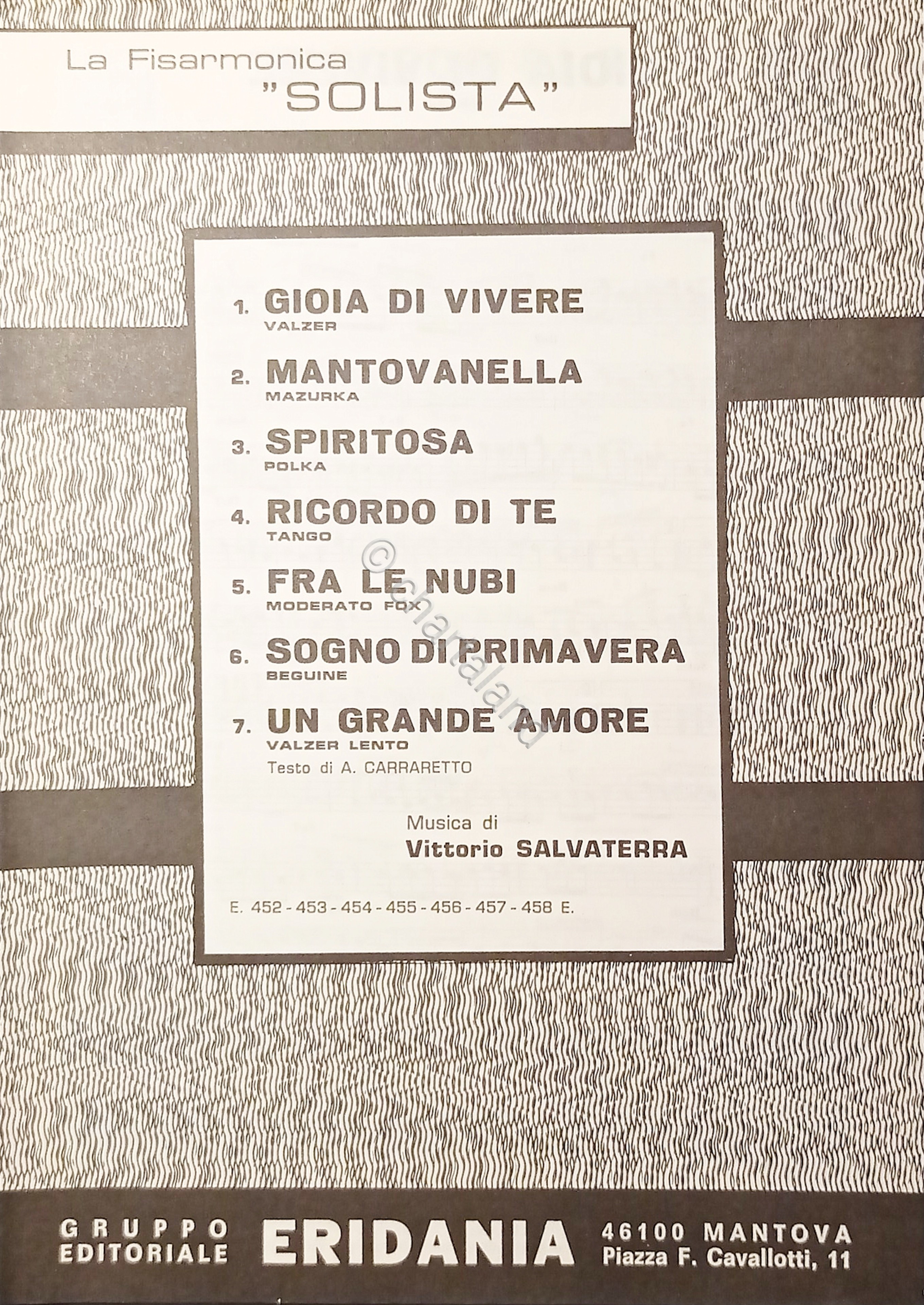 Spartiti - Raccolta per Fisarmonica Solista di Vittorio Salvaterra - …