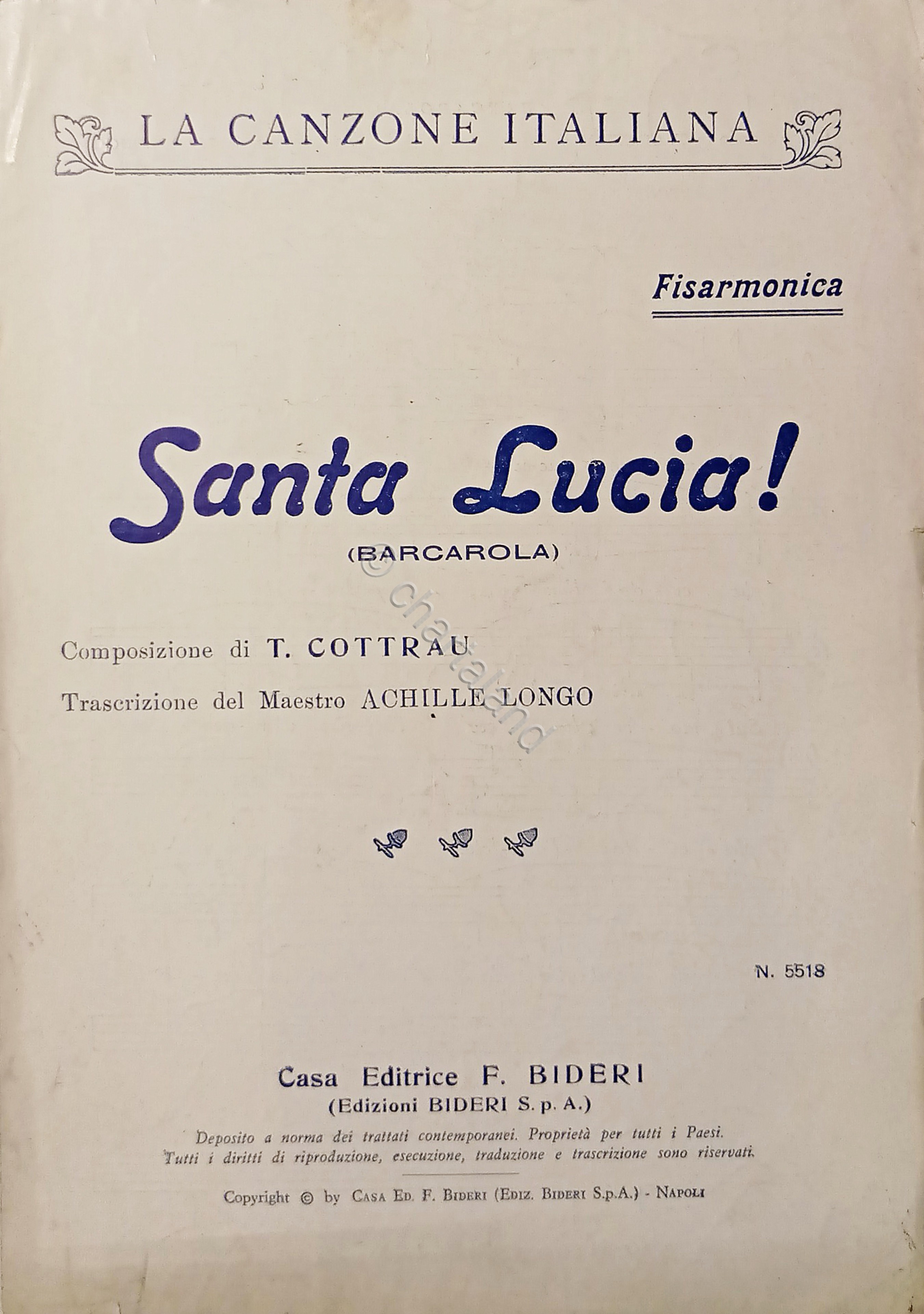 Spartiti - Santa Lucia! - Barcarola per Fisarmonica di T. …