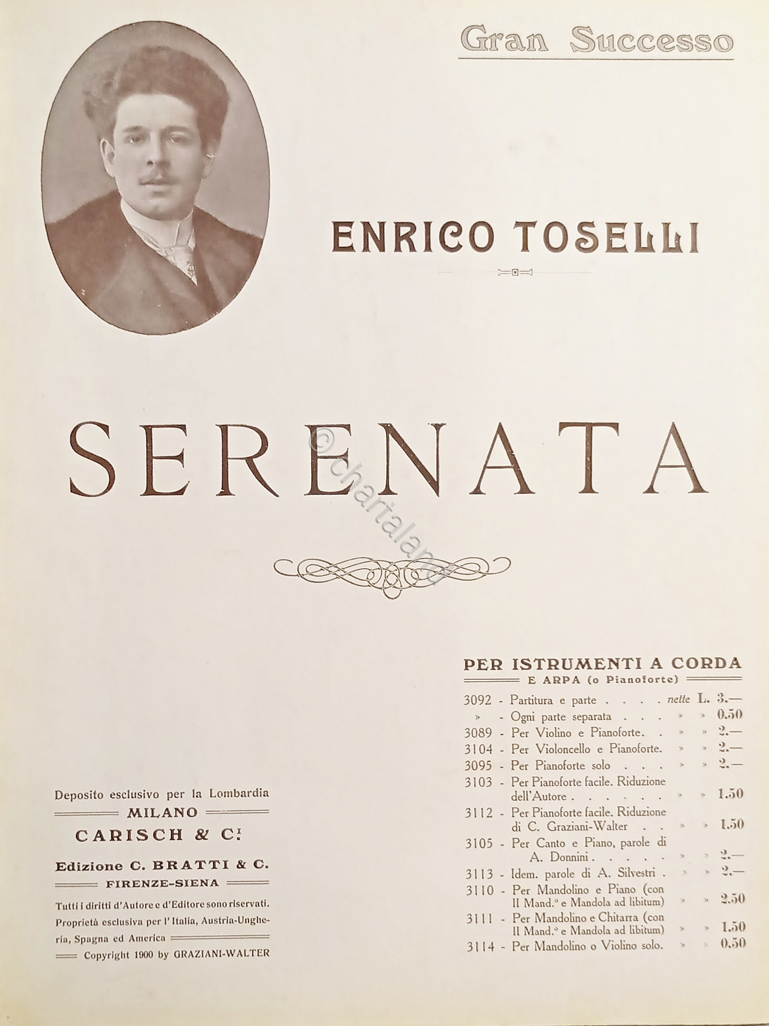 Spartiti - Serenata per Pianoforte Solo di E. Toselli - …