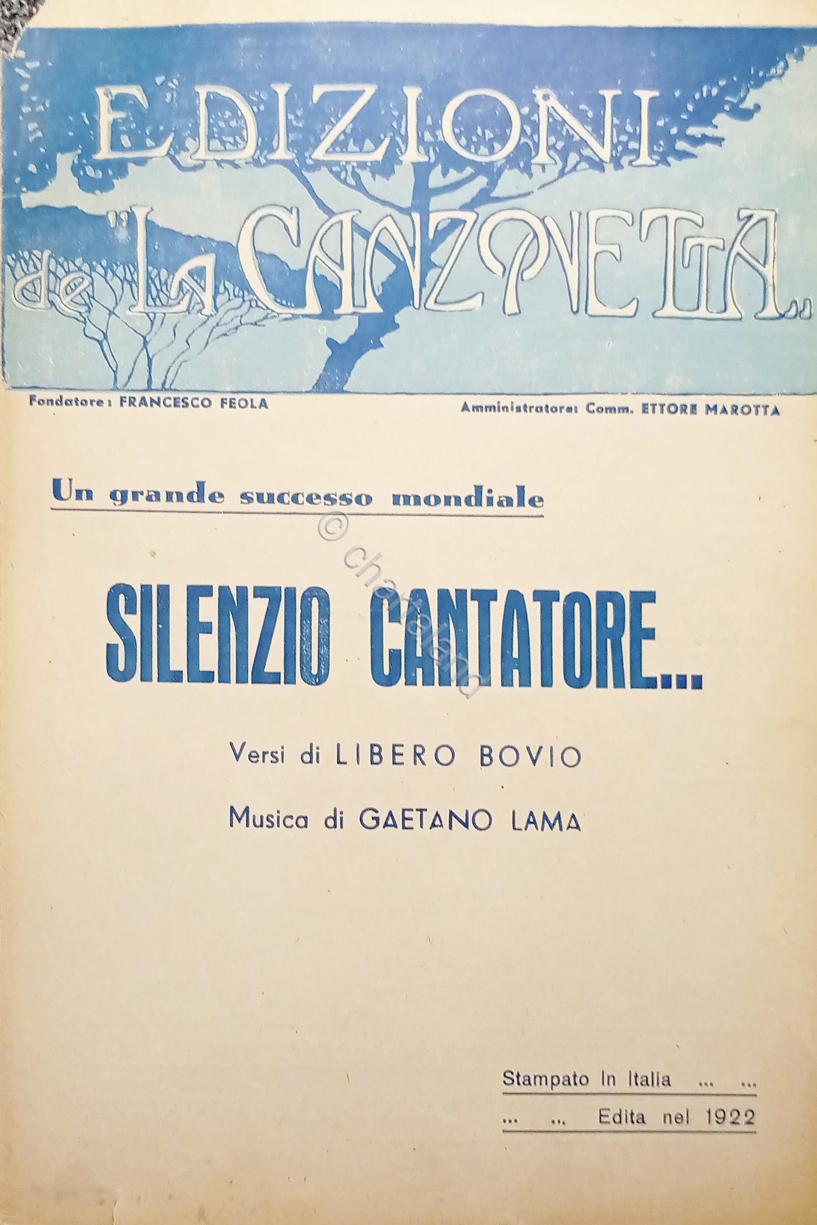 Spartiti - Silenzio Cantatore di Bovio e Lama - Canto …