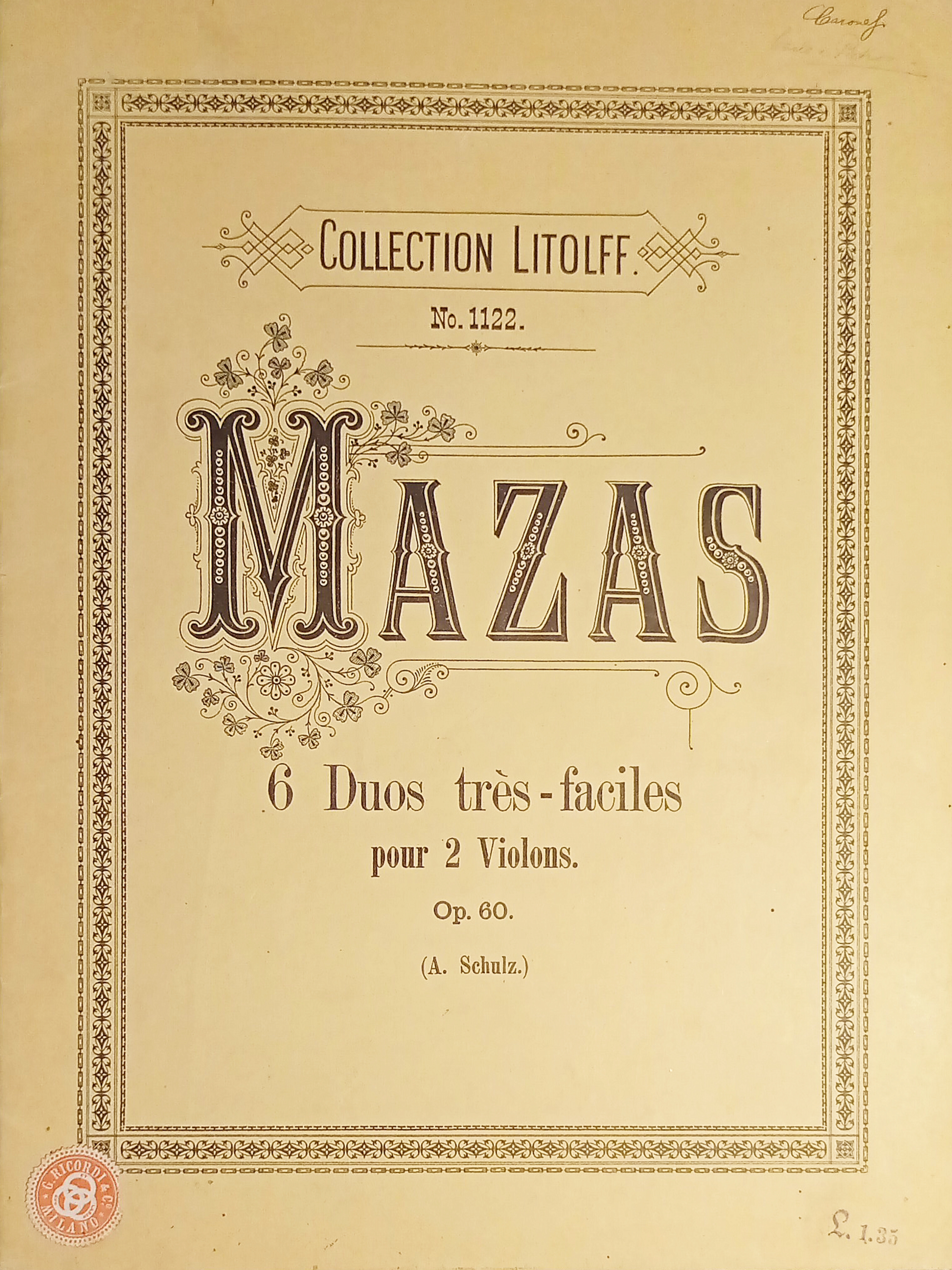 Spartiti - Six Duos très - Faciles pour Violon par …