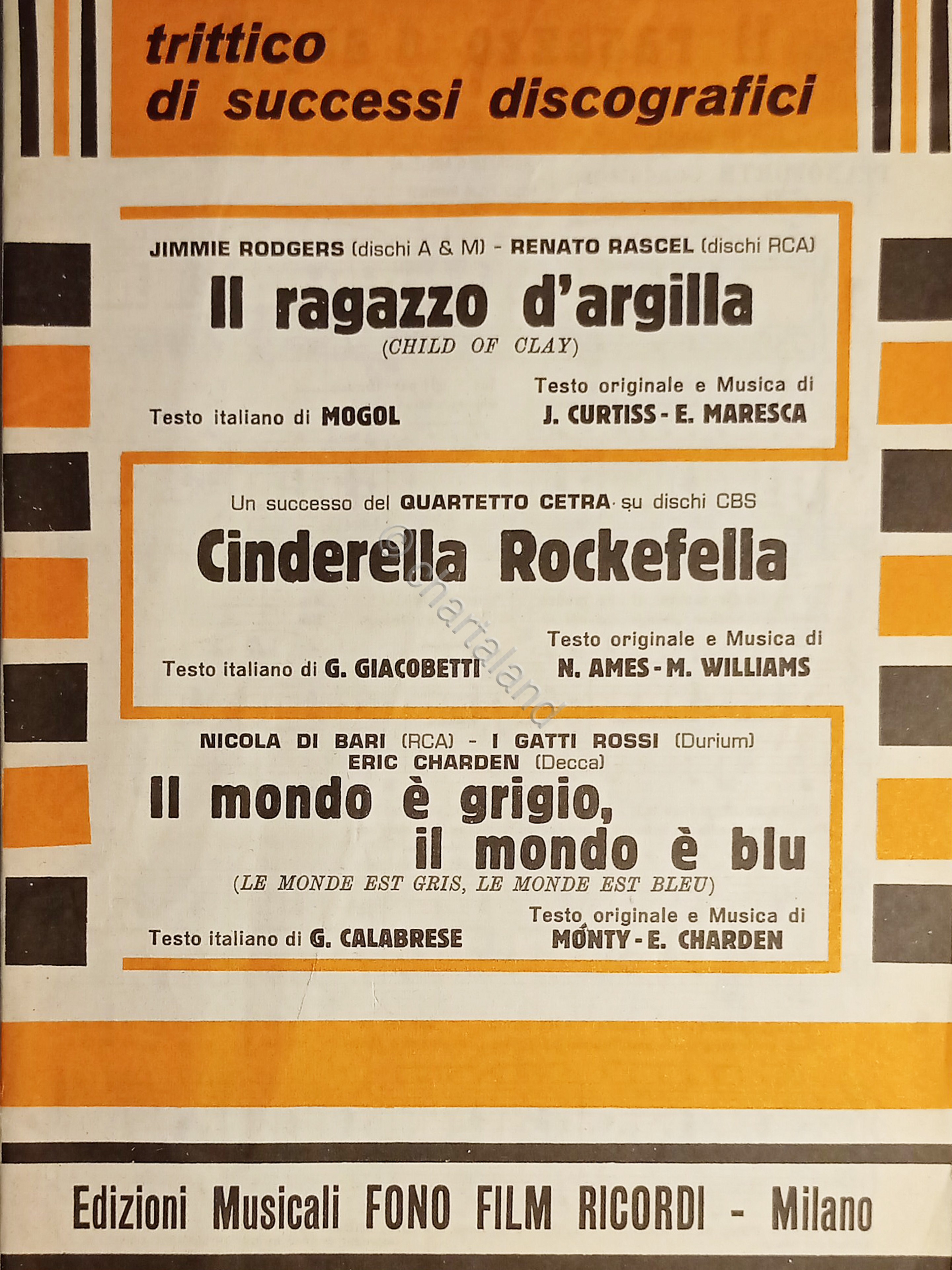 Spartiti - Trittico di Successi Discografici - Raccolta - 1968