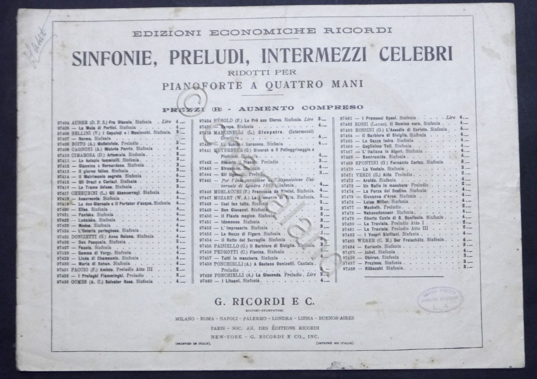 Spartiti - V. Bellini - Norma - pianoforte a quattro …