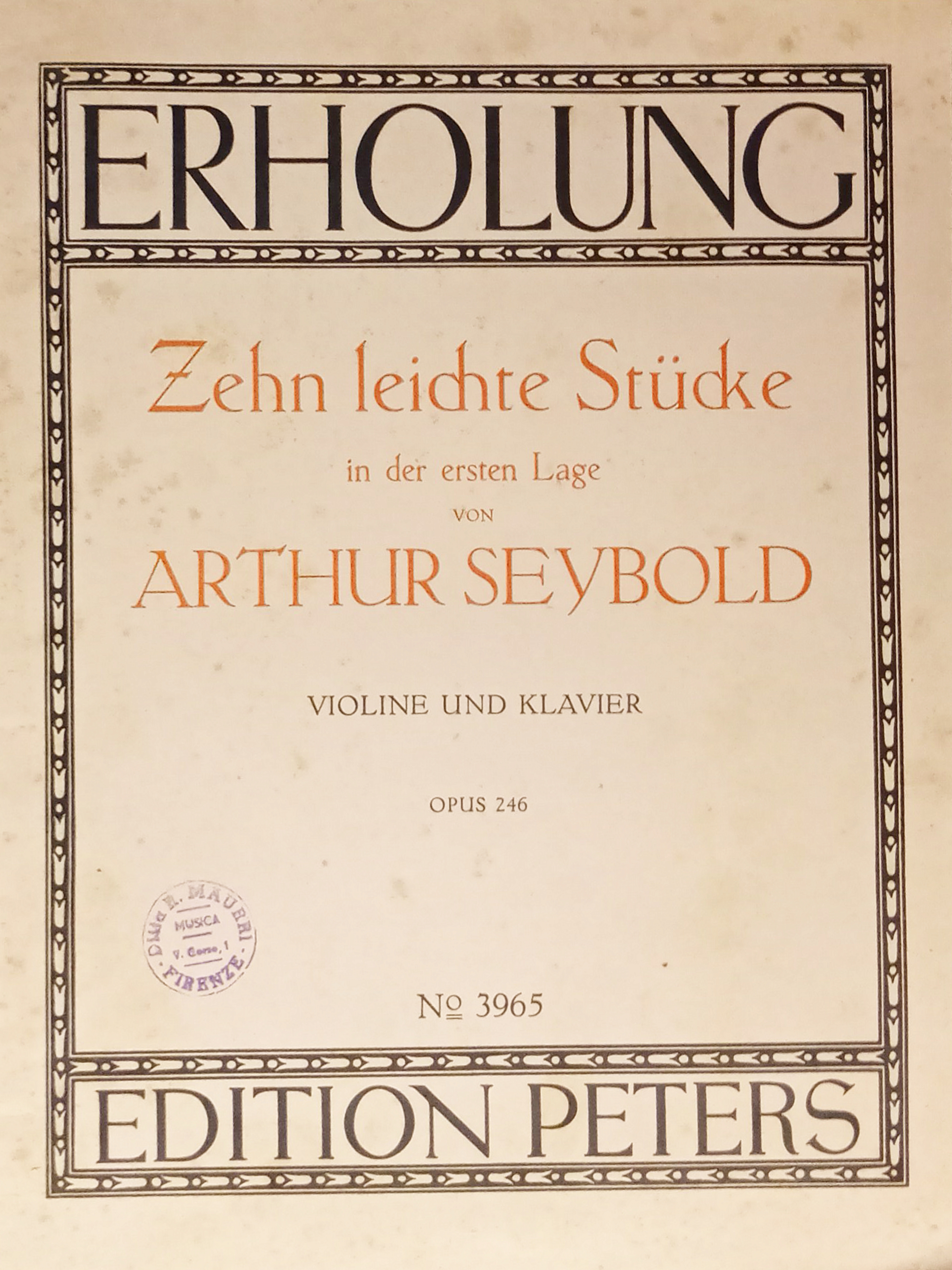 Spartiti Erholung - Zehn leichte Stücke von Arthur Seybold - …