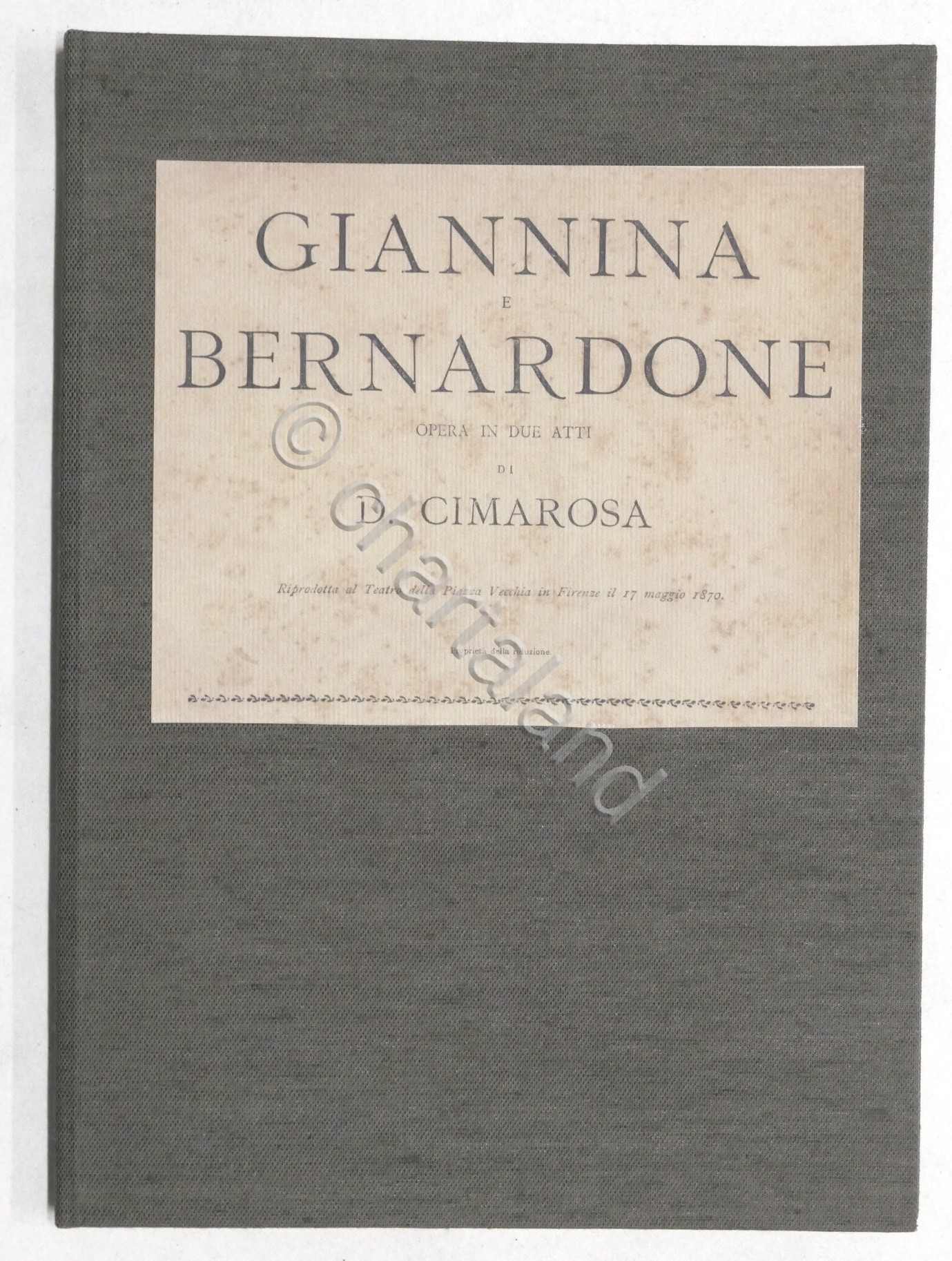 Spartiti Giannina e Bernardone Opera in 2 atti di D. …