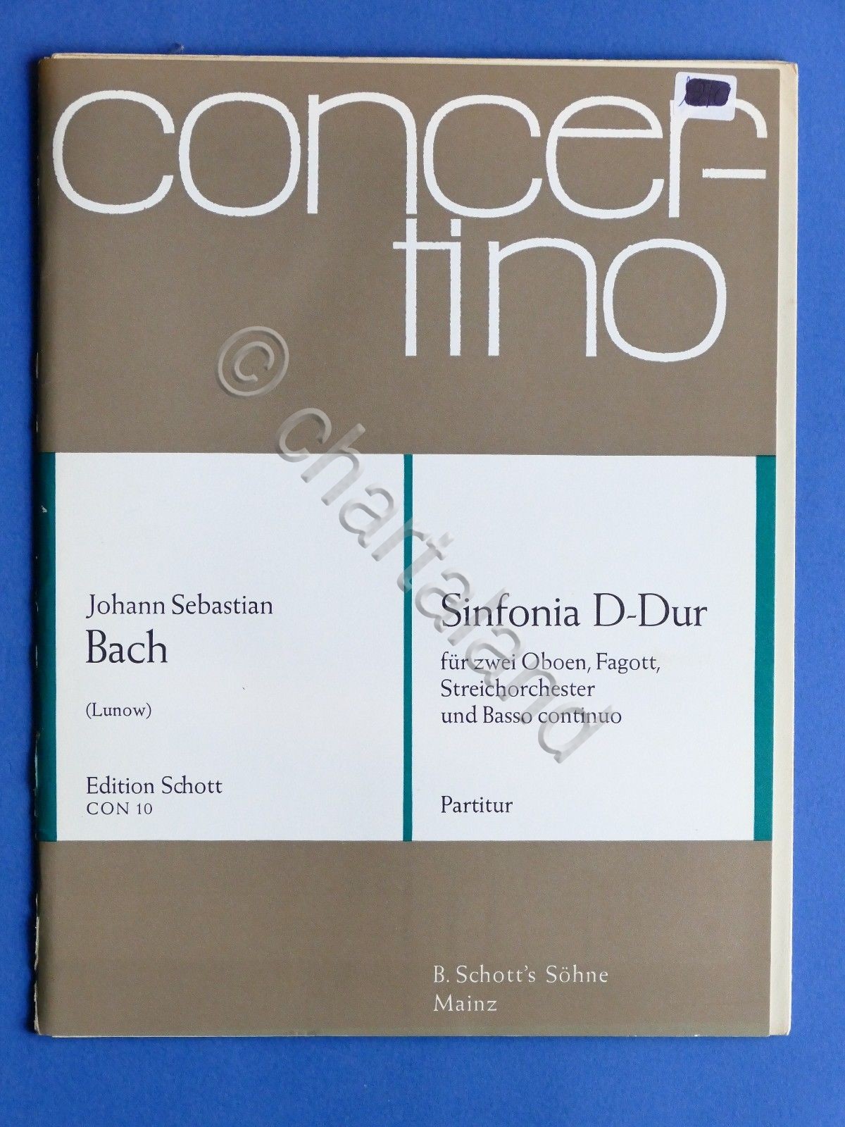 Spartiti Partitura - Bach - Sinfonia D-Dur - Oboe Fagotto …
