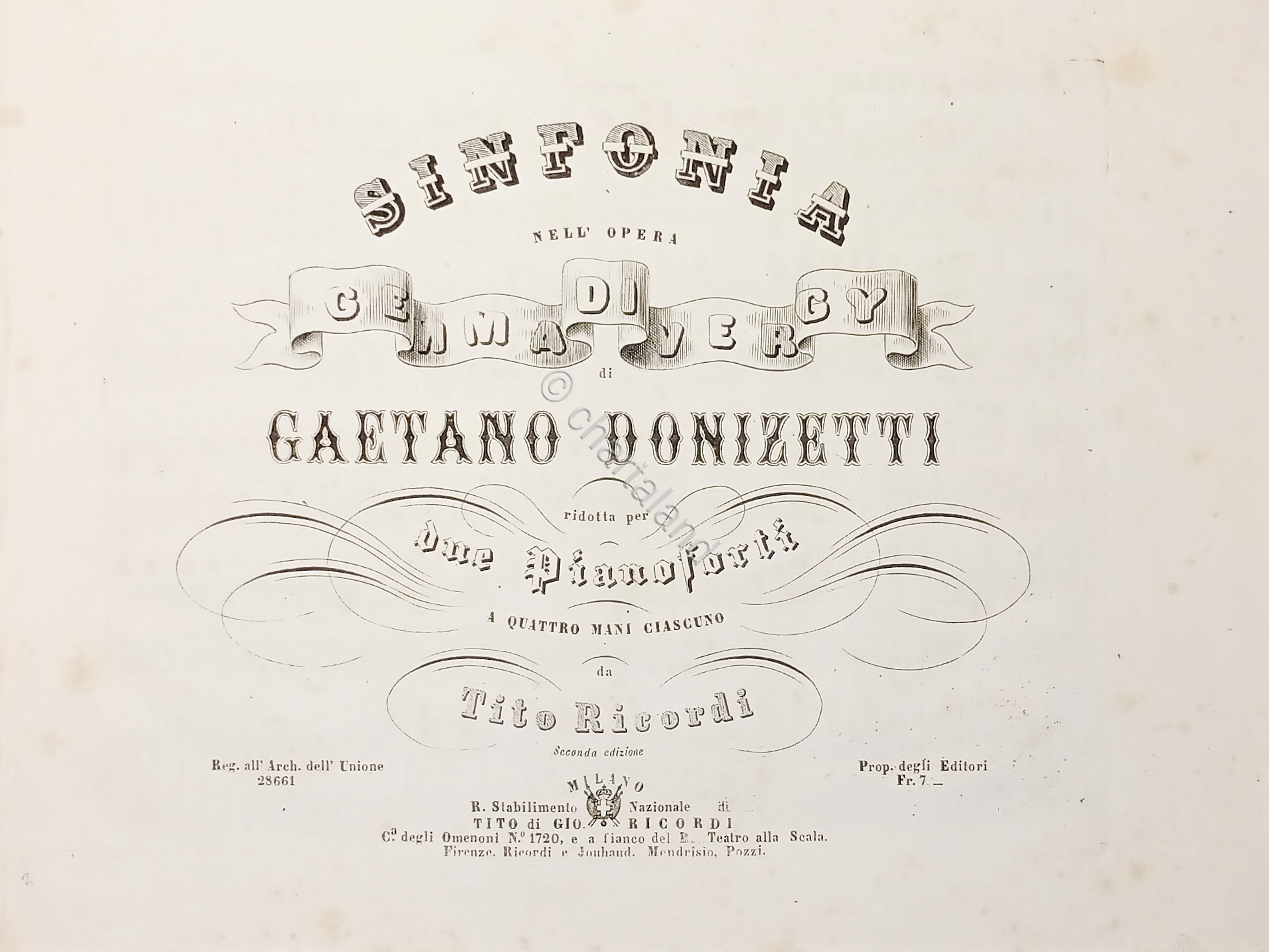 Spartiti Sinfonia nell'Opera Gemma di Vergy di G. Donizetti per …