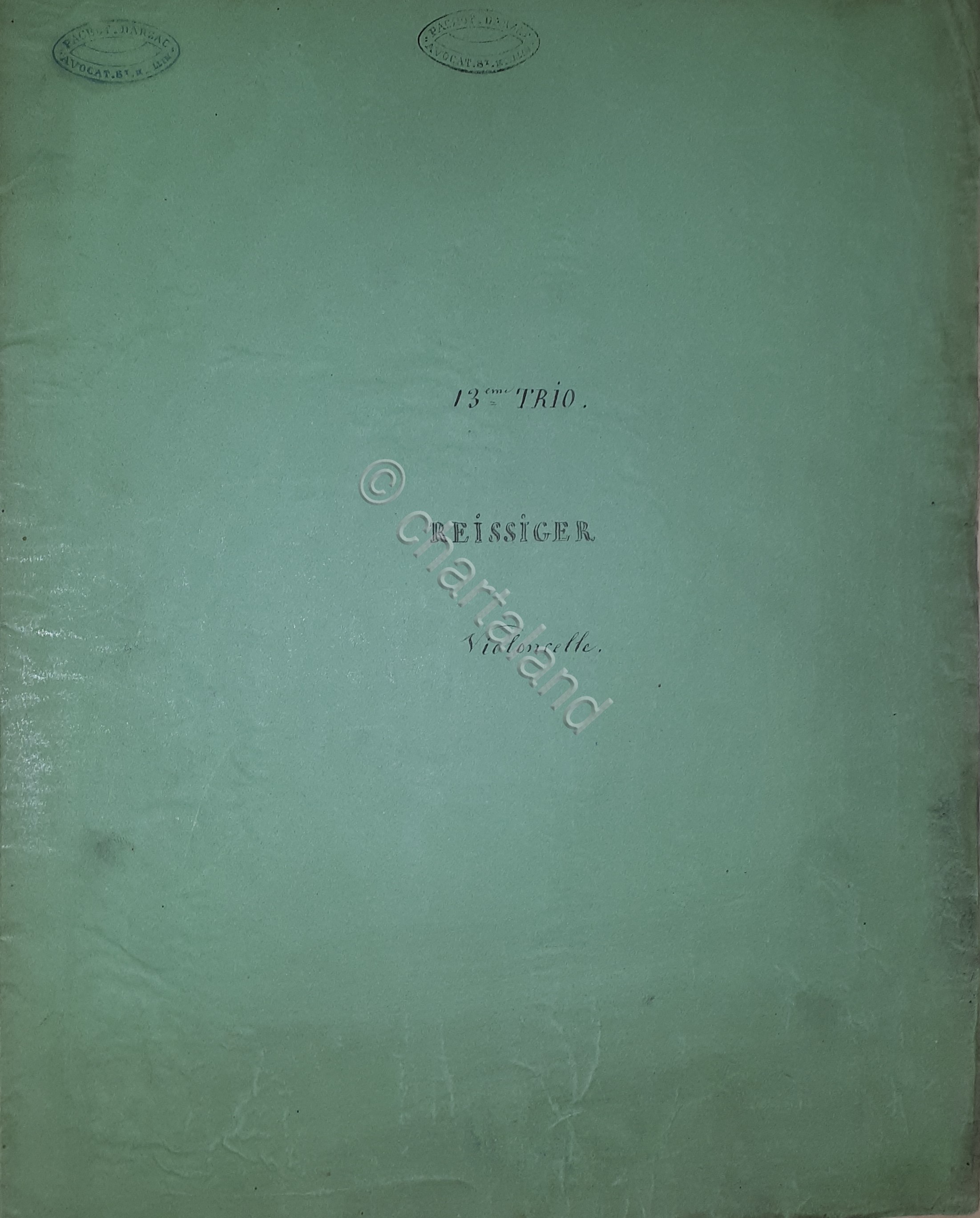 Spartiti Violoncelle - 13^Trio pour Piano Violon Violoncelle Reissiger Fine …