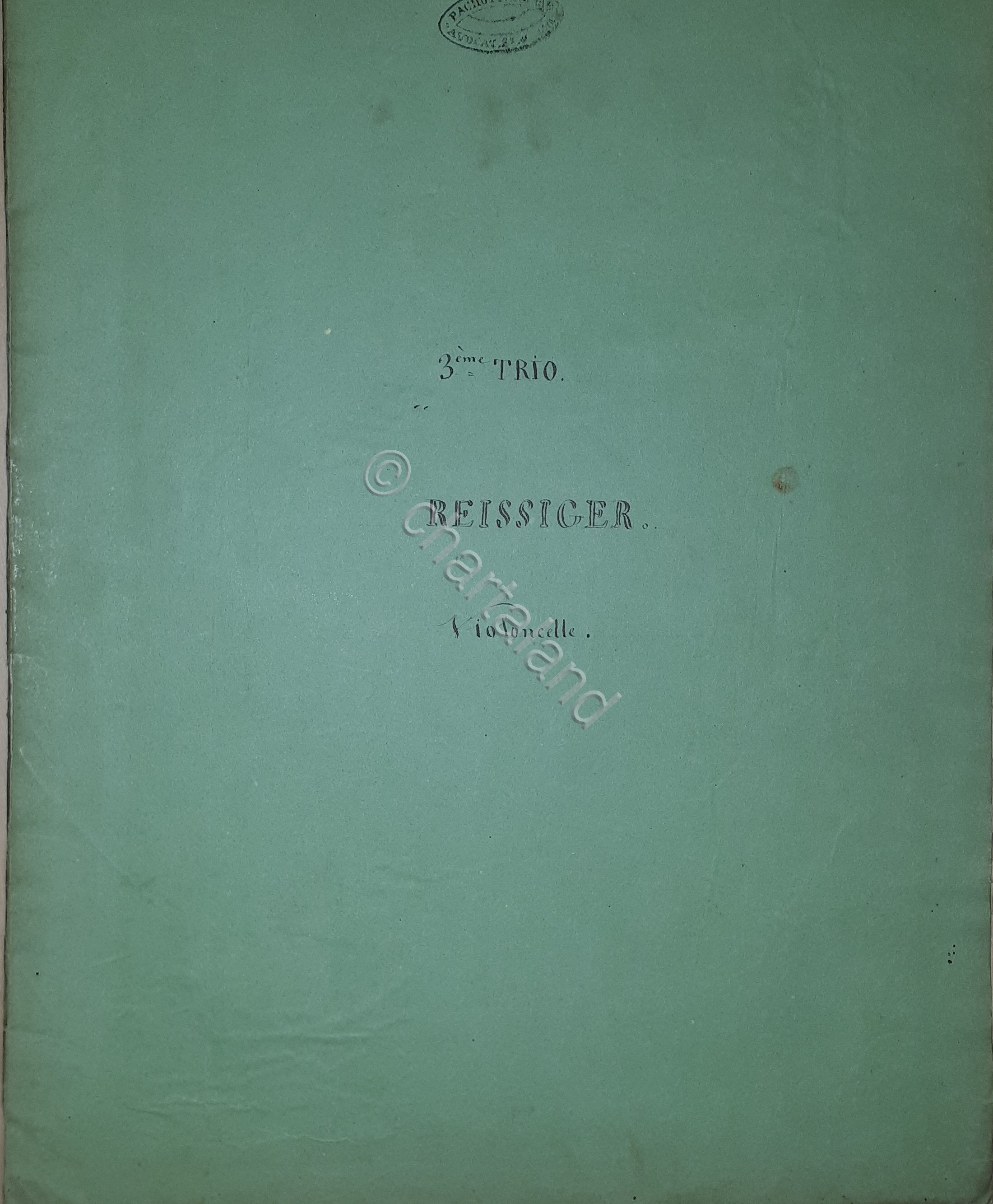 Spartiti Violoncelle 3^Trio pour Piano Violon et Violoncelle Reissiger Fine …