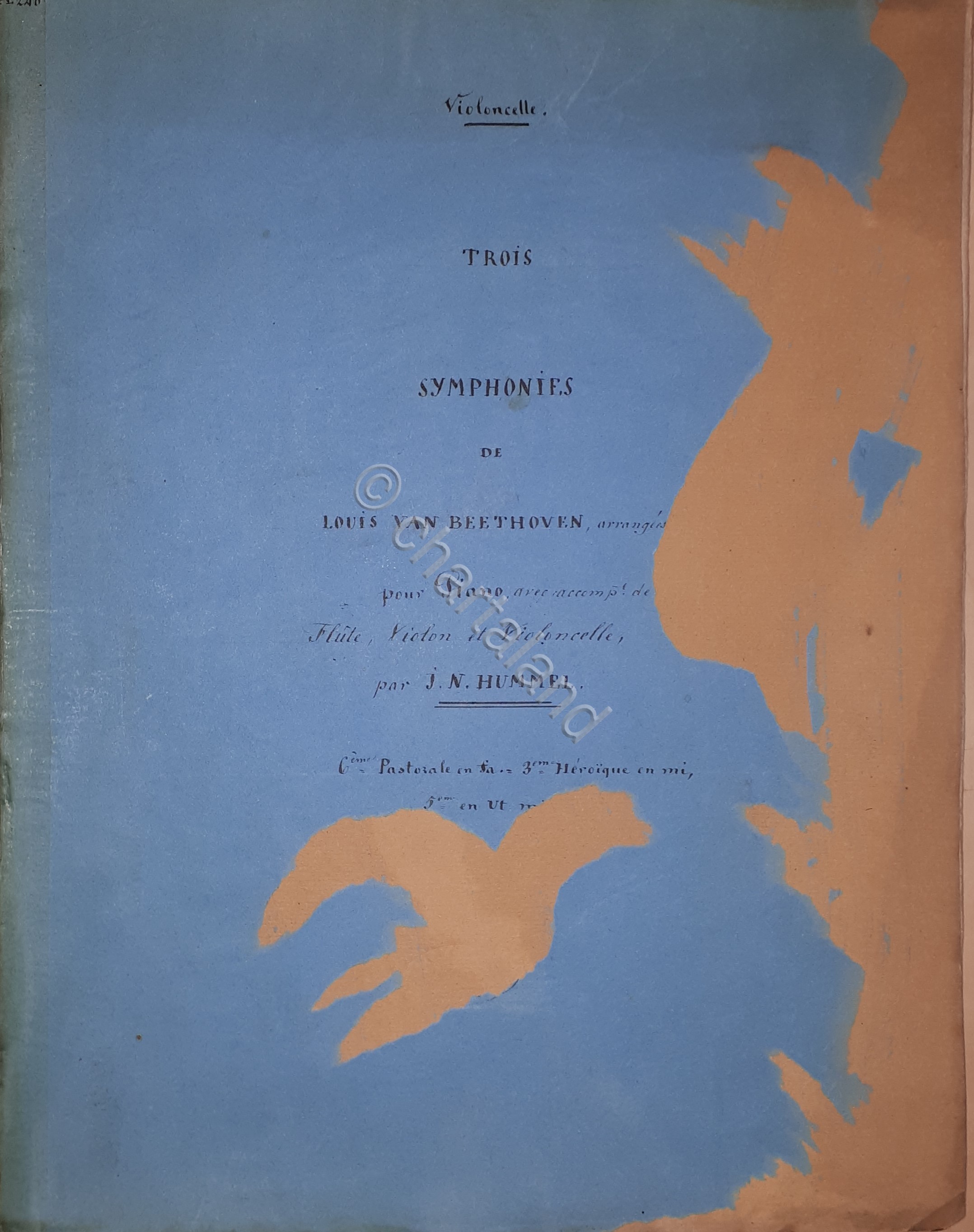 Spartiti Violoncello Trois Symphonies de Beethoven - Piano par Hummel …