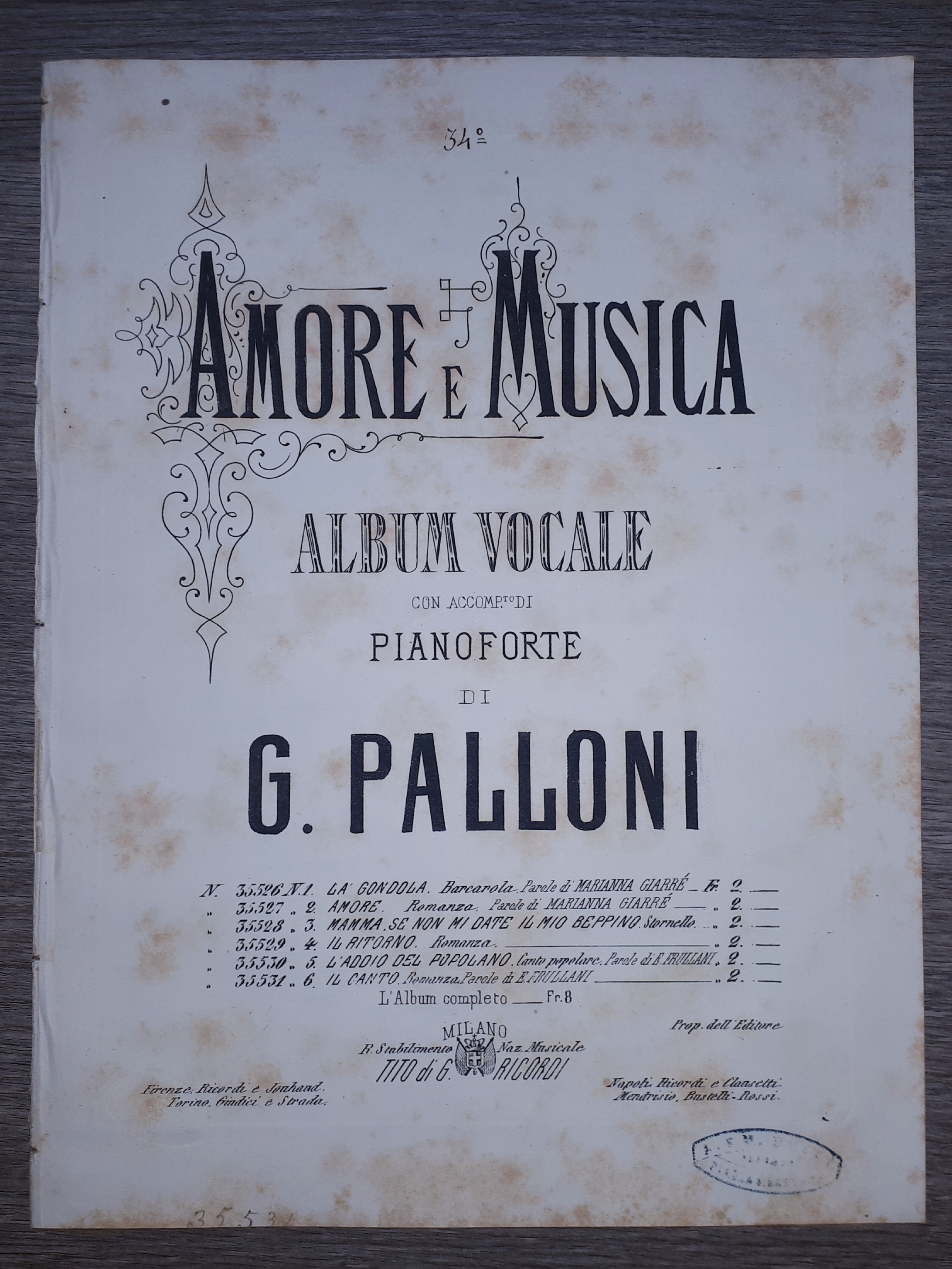 Spartito - Amore e Musica - Album vocale per Pianoforte …