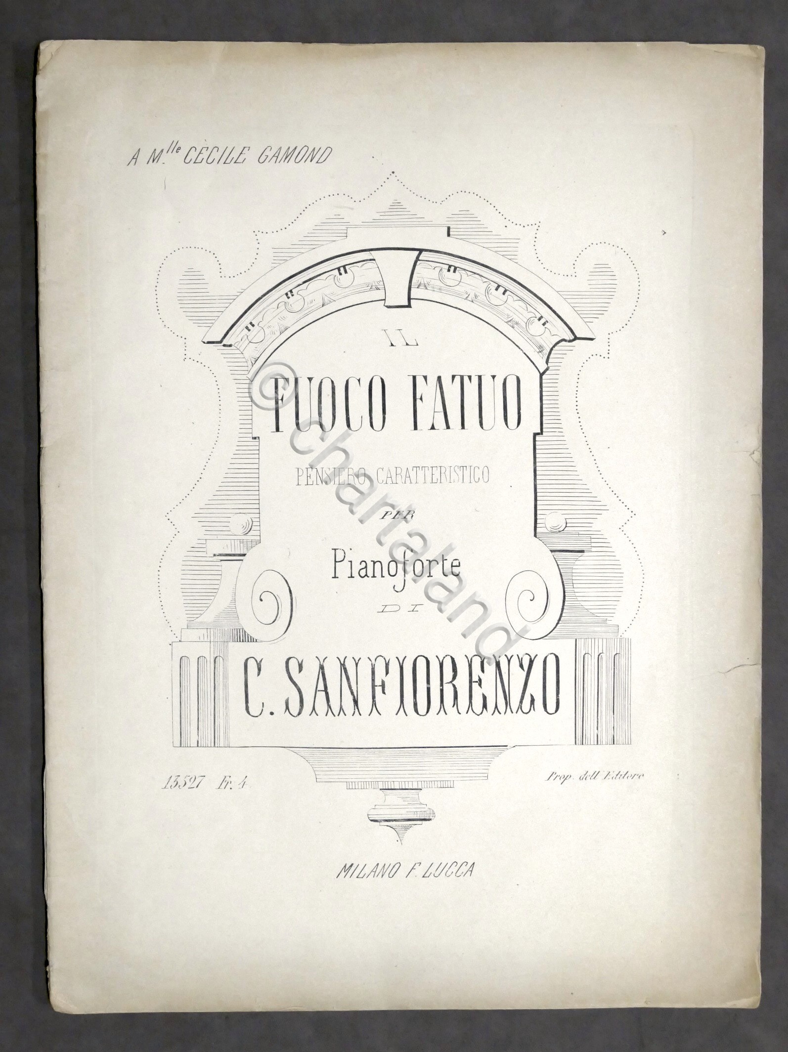 Spartito - C. Sanfiorenzo - Fuoco Fatuo - Pianoforte - …