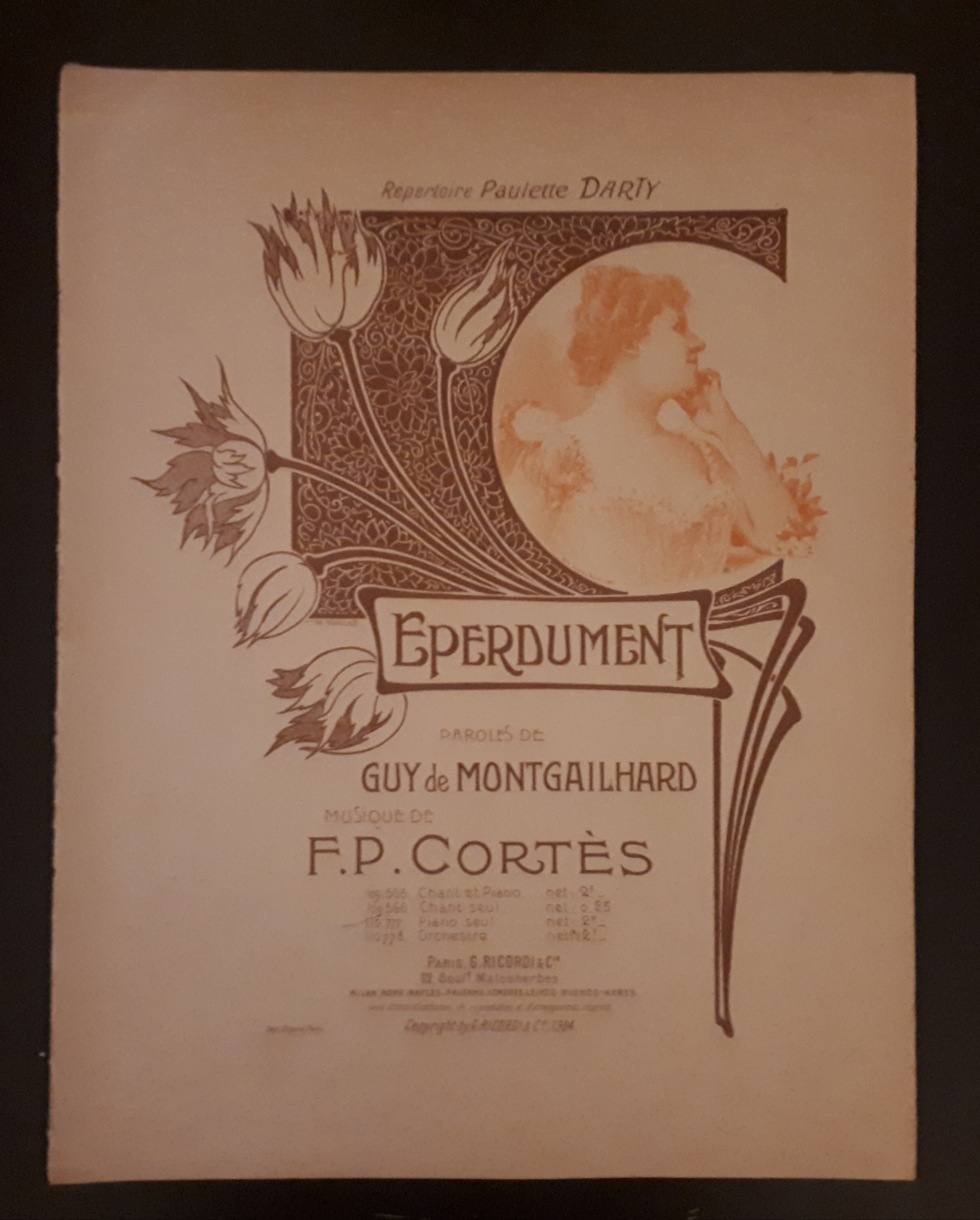 Spartito - Éperdument - Pianoforte - F.P. Cortès - 1900 …