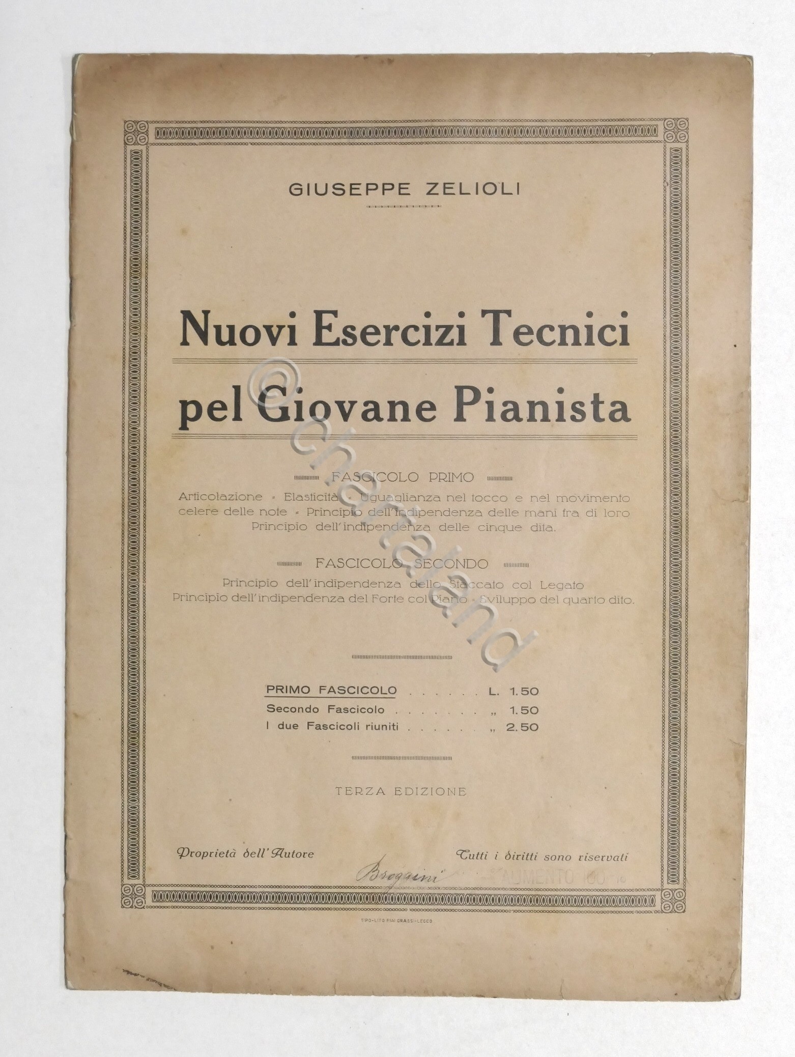 Spartito - G. Zelioli - Nuovi Esercizi Tecnici pel Giovane …