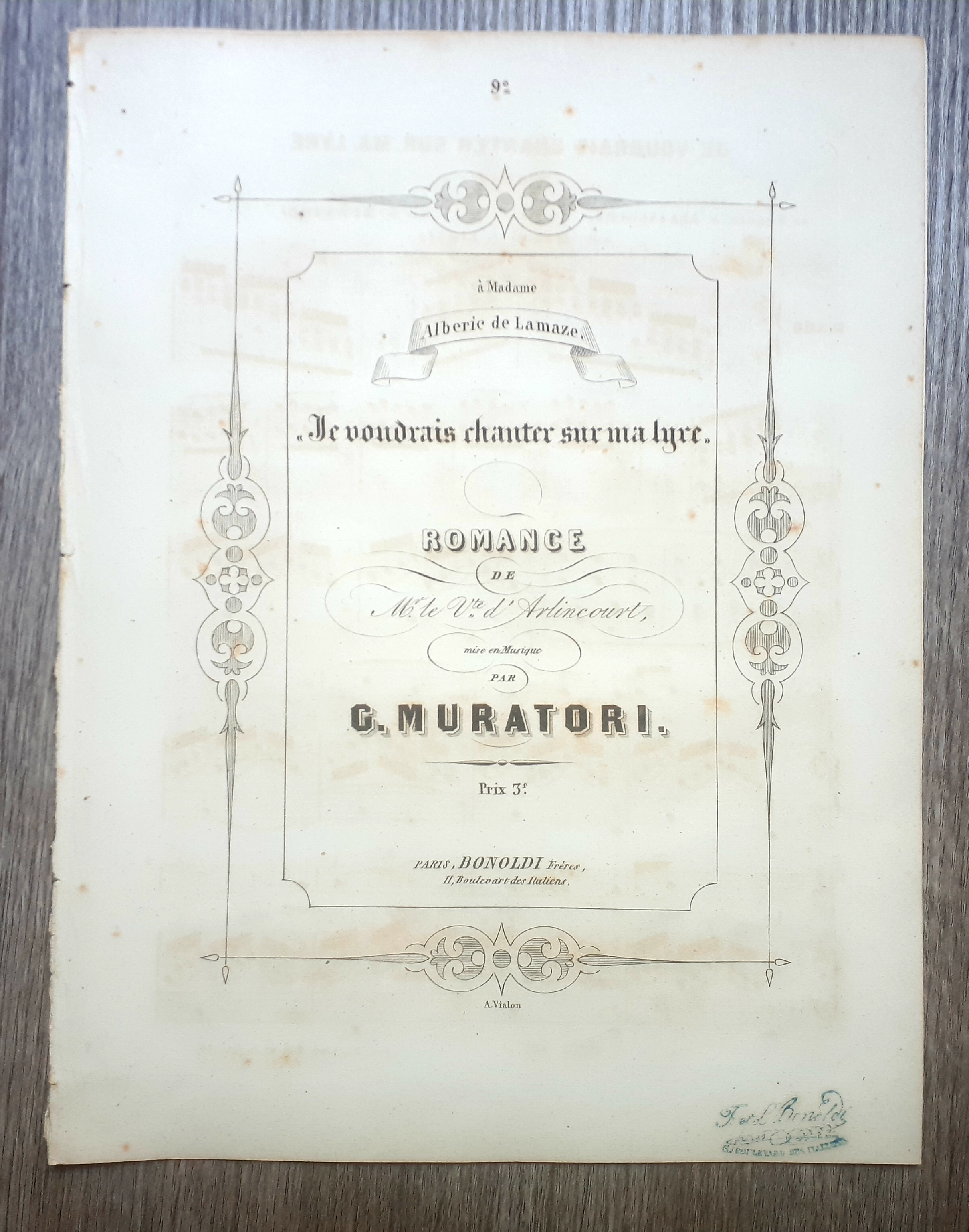 Spartito - Je voudrais chanter sur ma lyre - Romance …