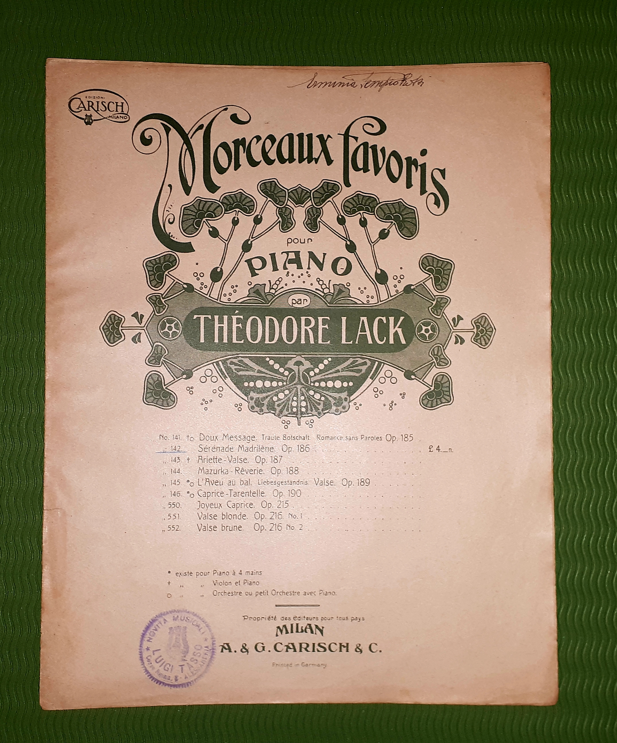 Spartito - Morceaux Favoris pour Piano par Théodore Lack - …