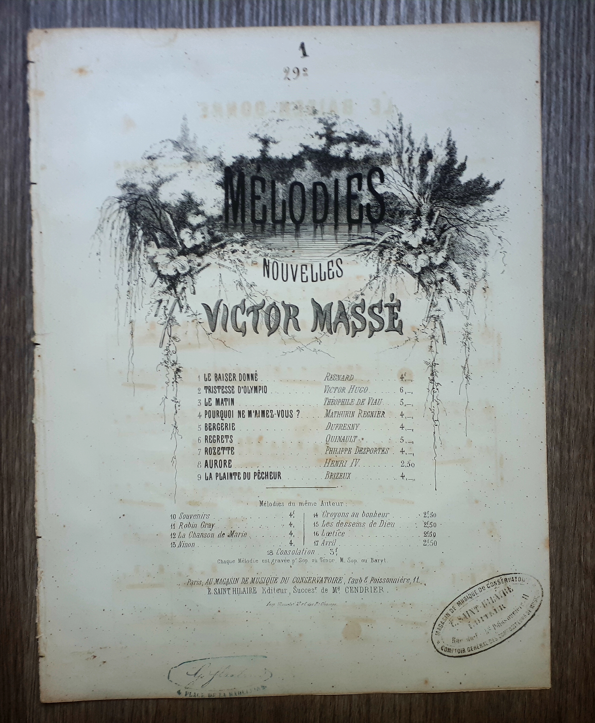 Spartito - Nouvelles - Victor Massé - Le Baiser donné …