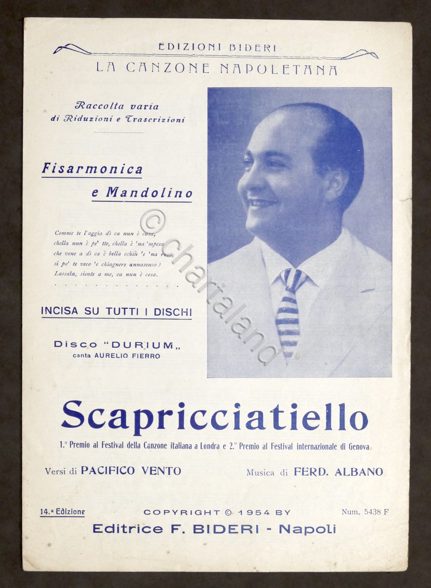 Spartito - Scapricciatiello - Fisarmonica e mandolino - ed. 1954