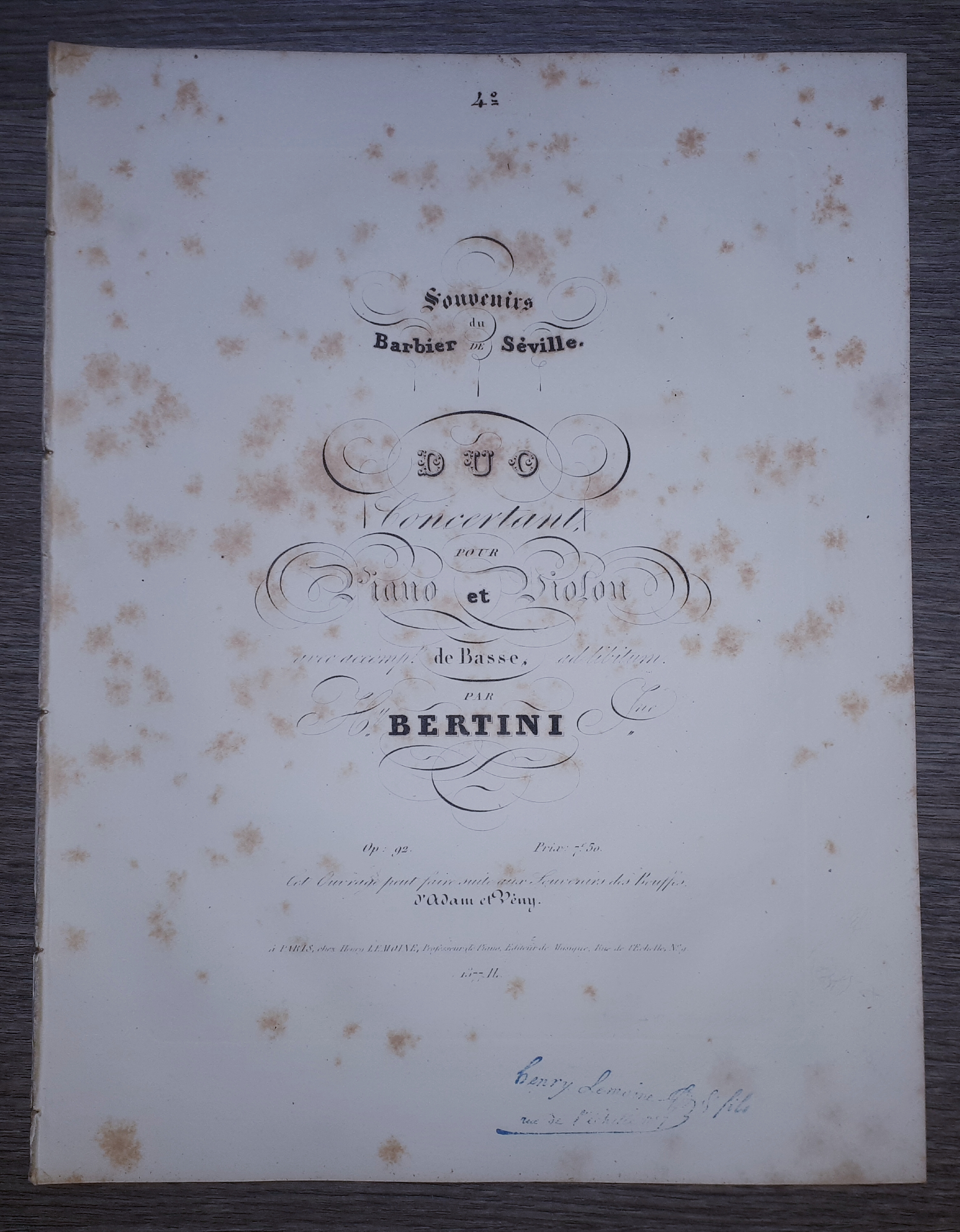 Spartito - Suovenirs du Barbier de Seville - Duo Concertant …