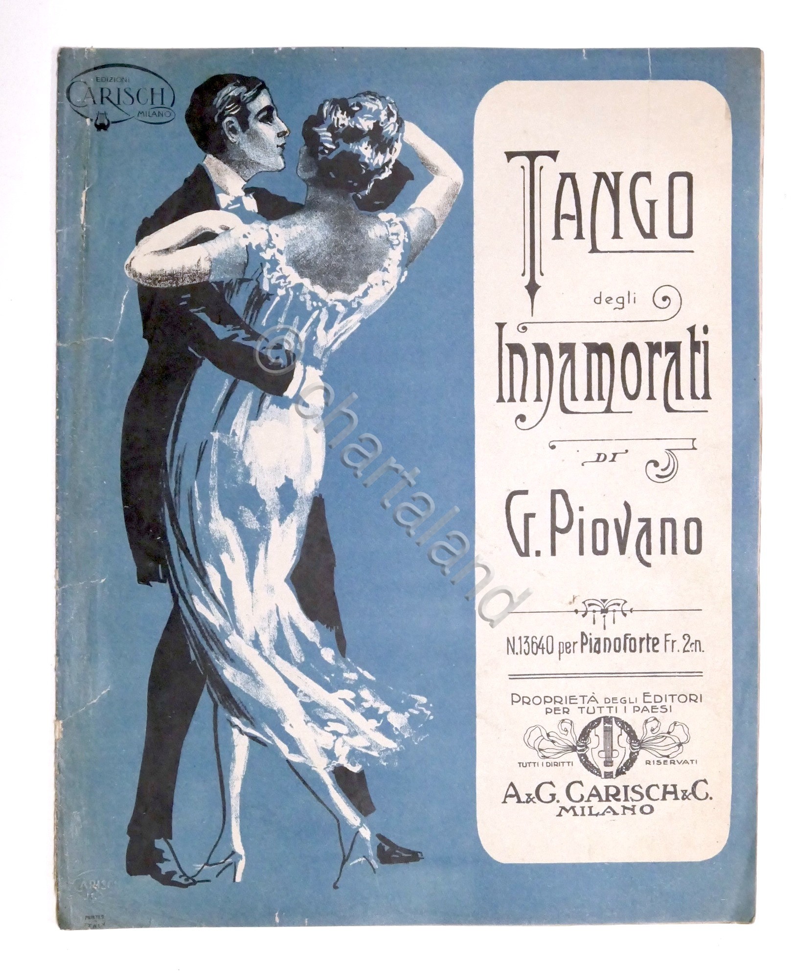 Spartito - Tango degli innamorati - Pianoforte - ed. 1919 …