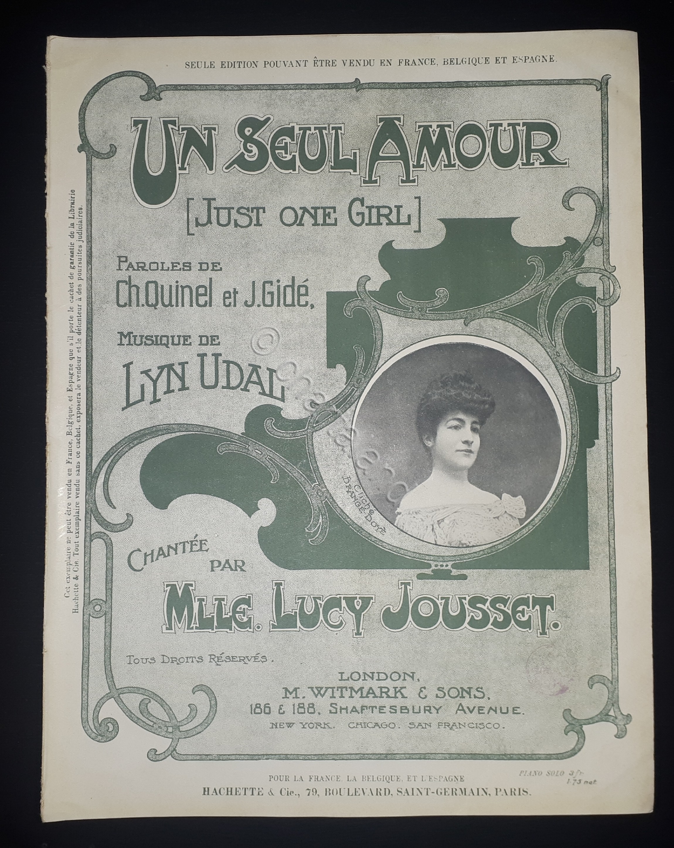 Spartito - Un Seul Amour - Valse Boston sur Celebre …