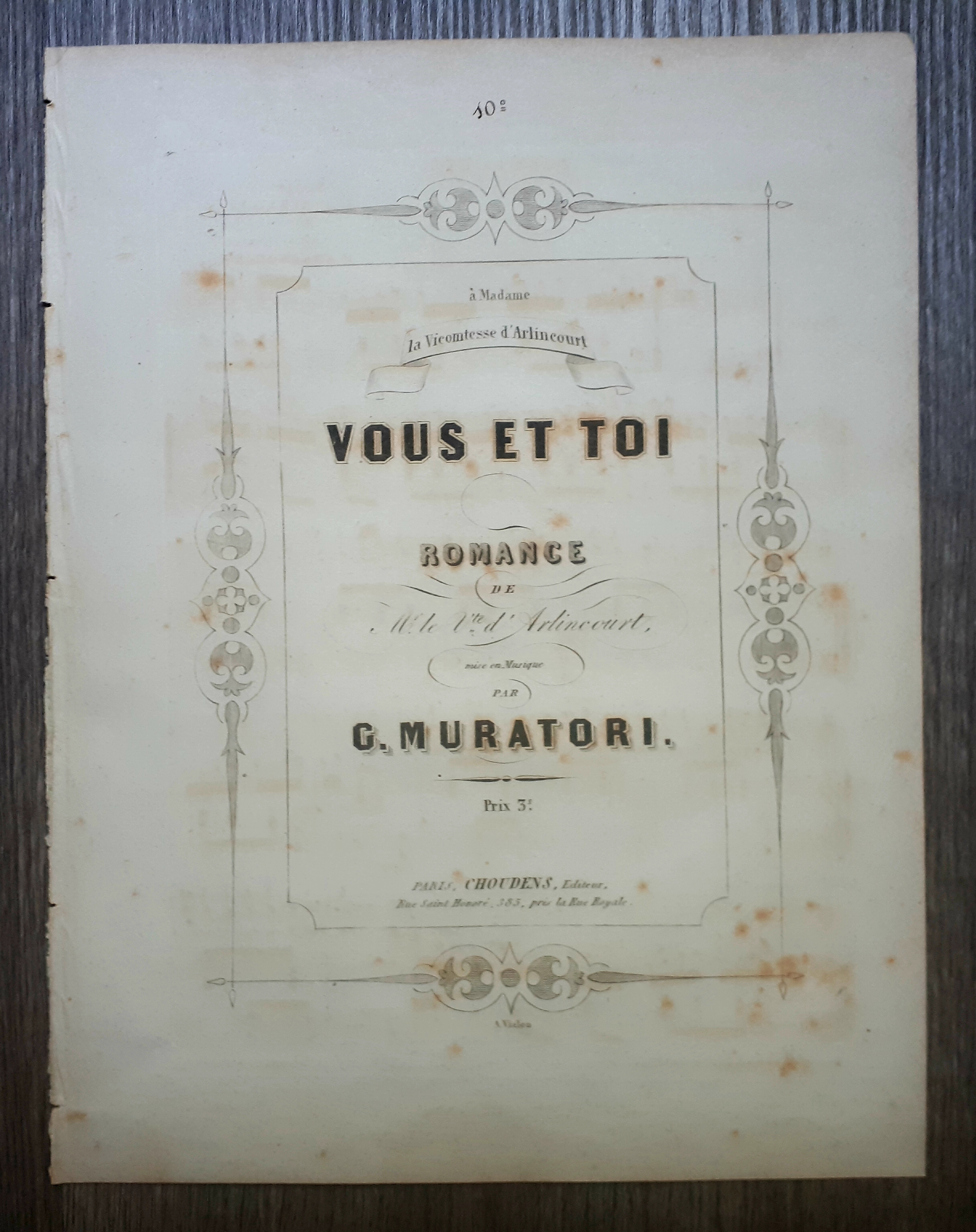 Spartito - Vous et Toi - Romance par G. Muratori …