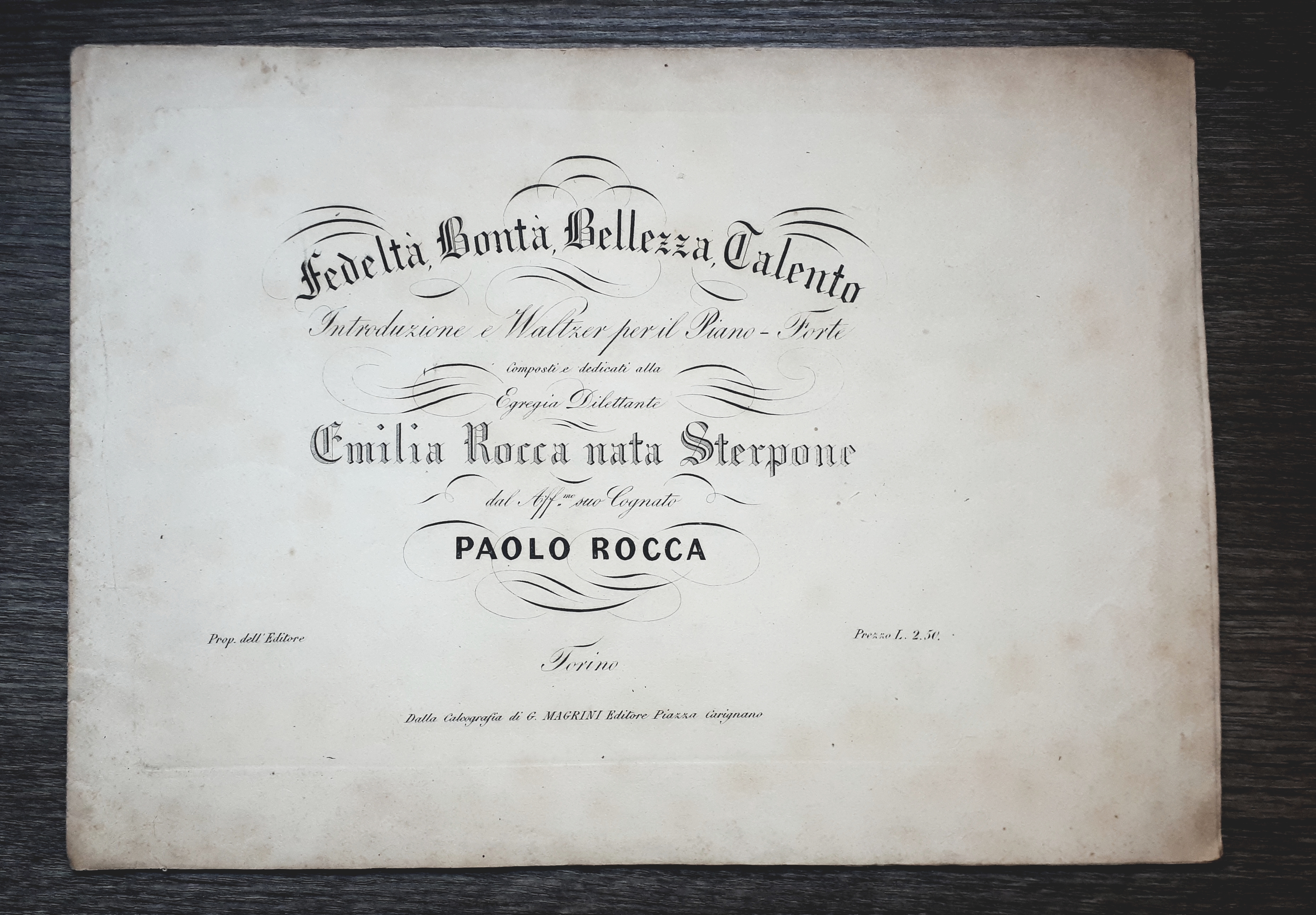 Spartito Fedeltà, Bontà, Bellezza, Talento - Pianoforte - Paolo Rocca …