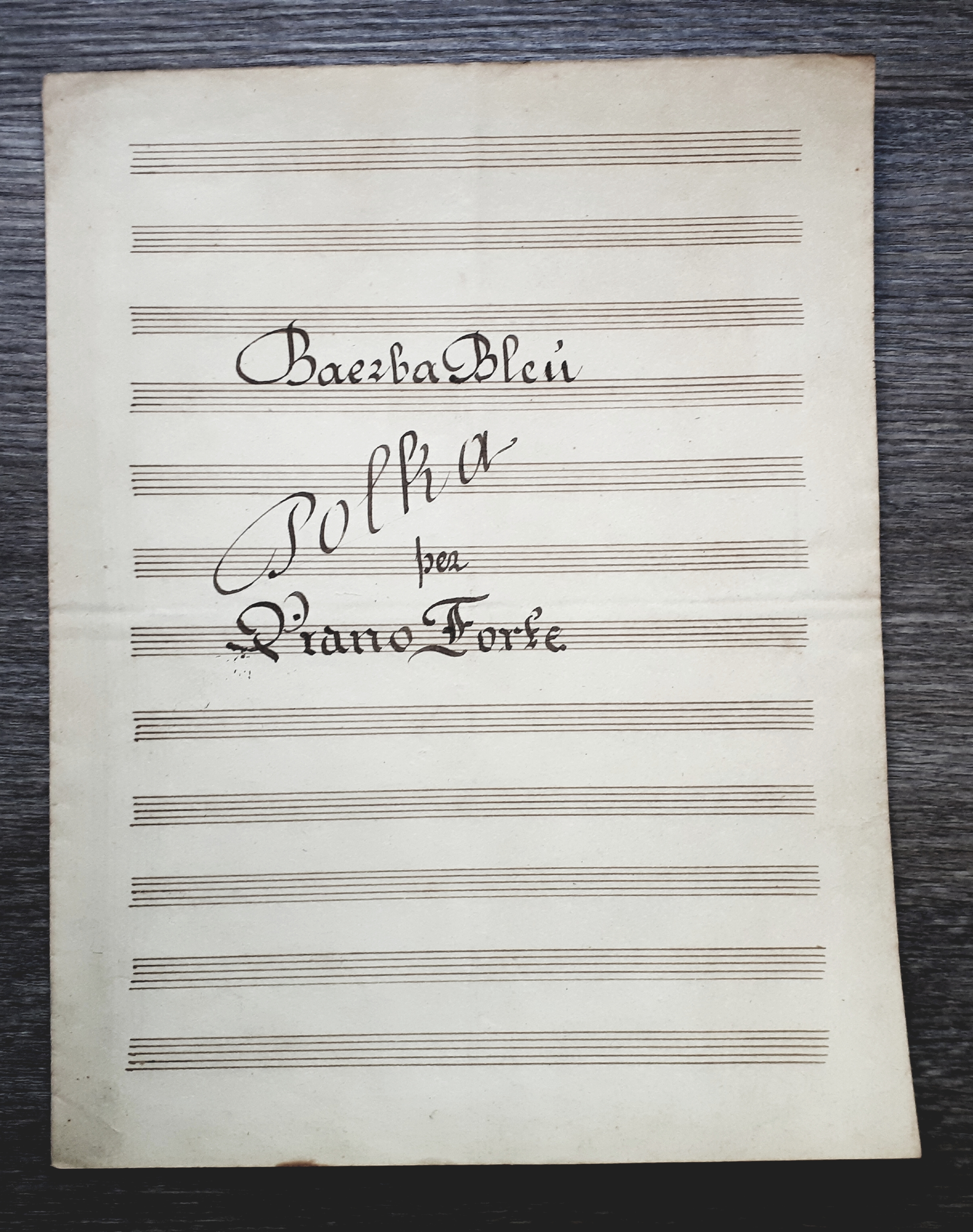 Spartito Manoscritto - Baezba Bleù - Polka per Piano Forte …