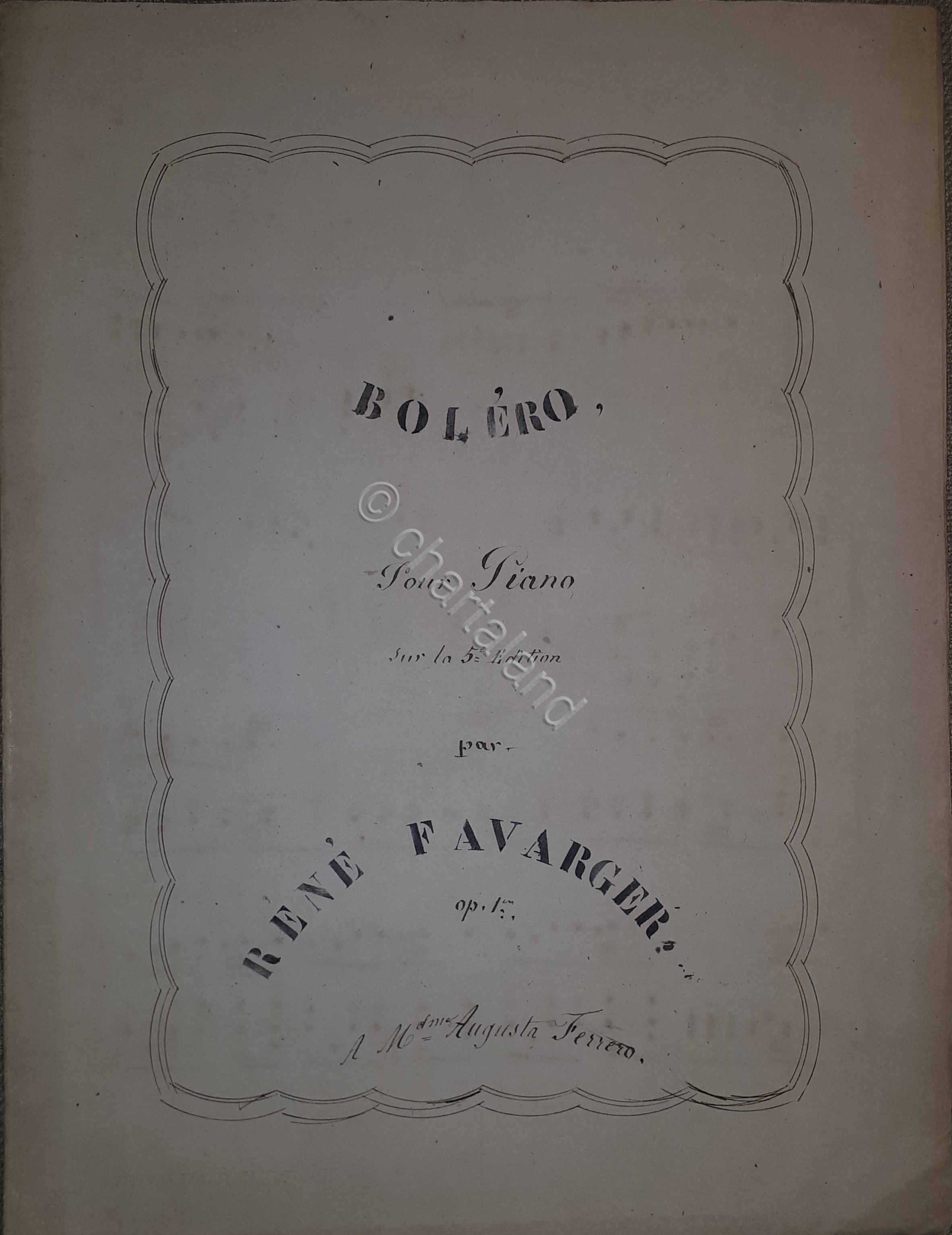 Spartito Manoscritto - Bolero pour Piano par R. Favarger - …