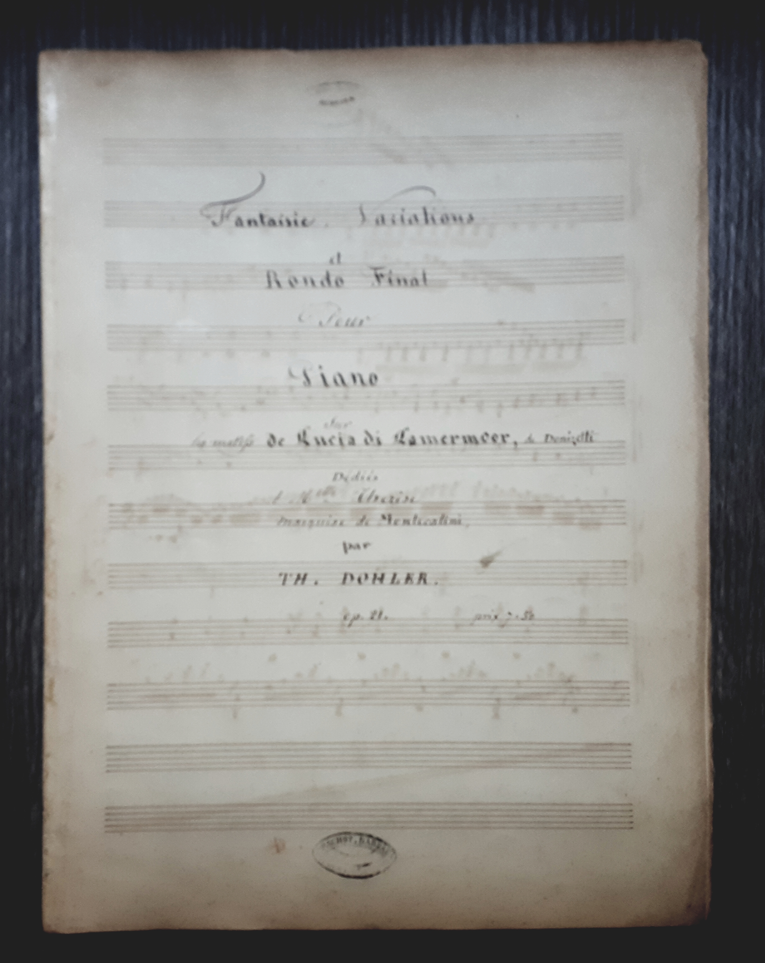 Spartito manoscritto - Fantaisie, Variations et Rondo Final - Piano …