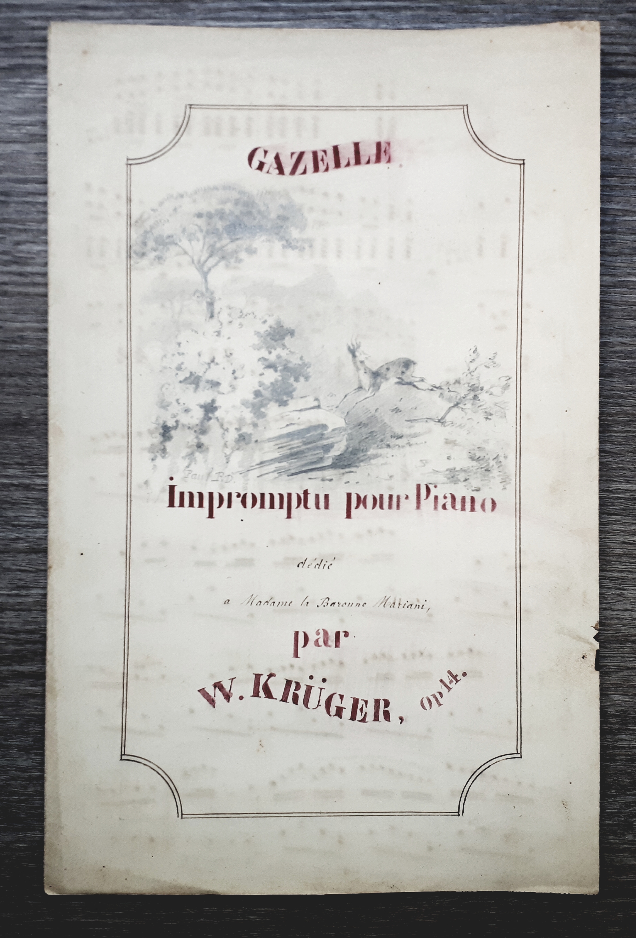 Spartito manoscritto - Gazelle - Impromptu pour Piano par W. …