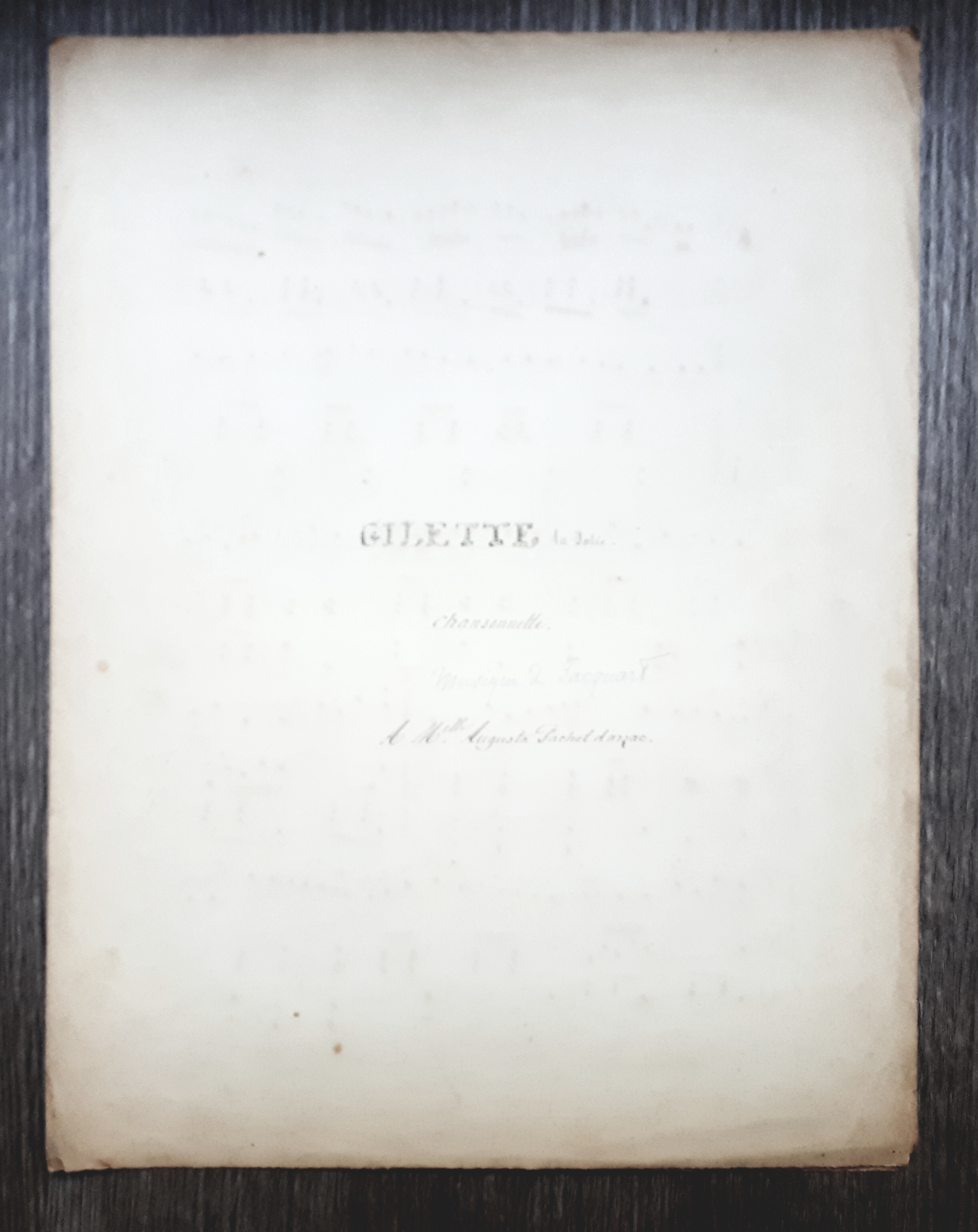 Spartito manoscritto - Gilette la Jolie - Chansonnette - Par. …