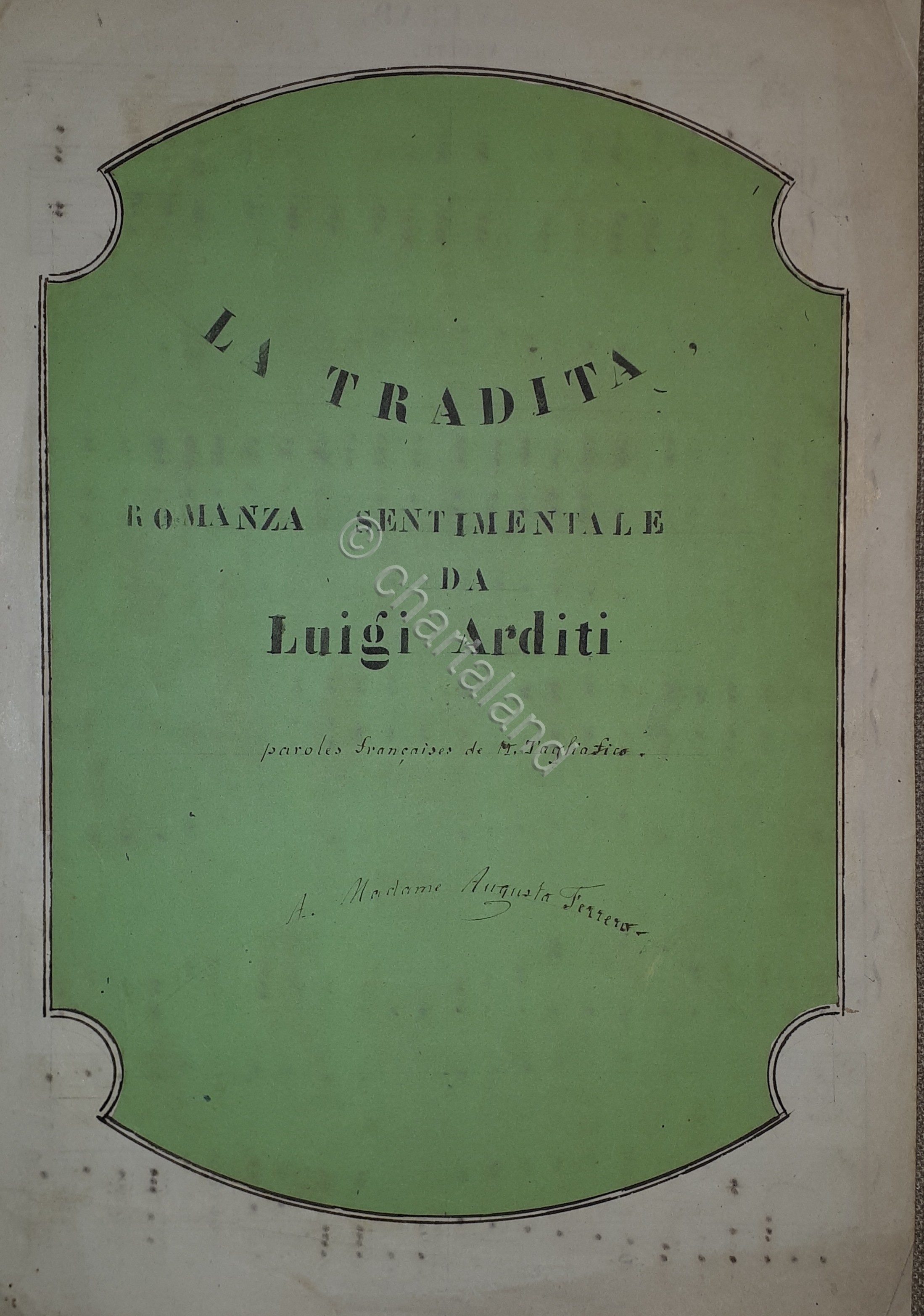 Spartito Manoscritto - La Tradita - Romanza pour Piano par …