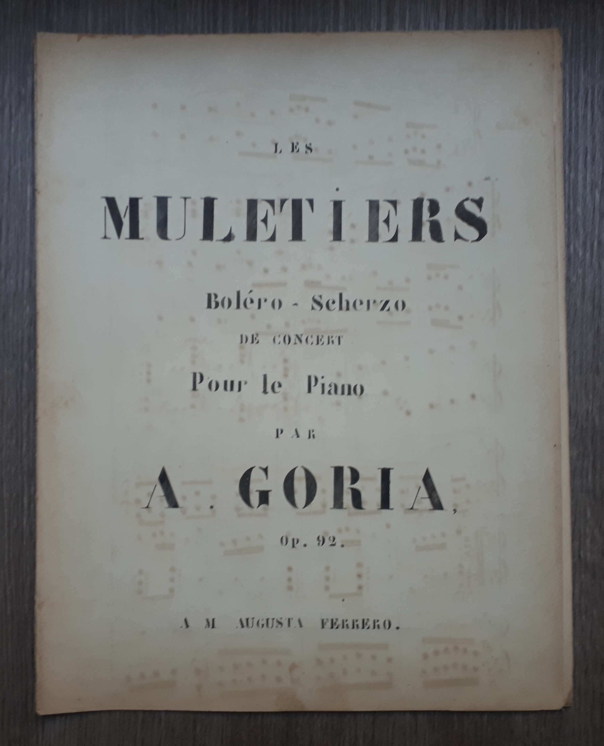 Spartito manoscritto - Les Muletiers - Bolero Scherzo pour Piano …