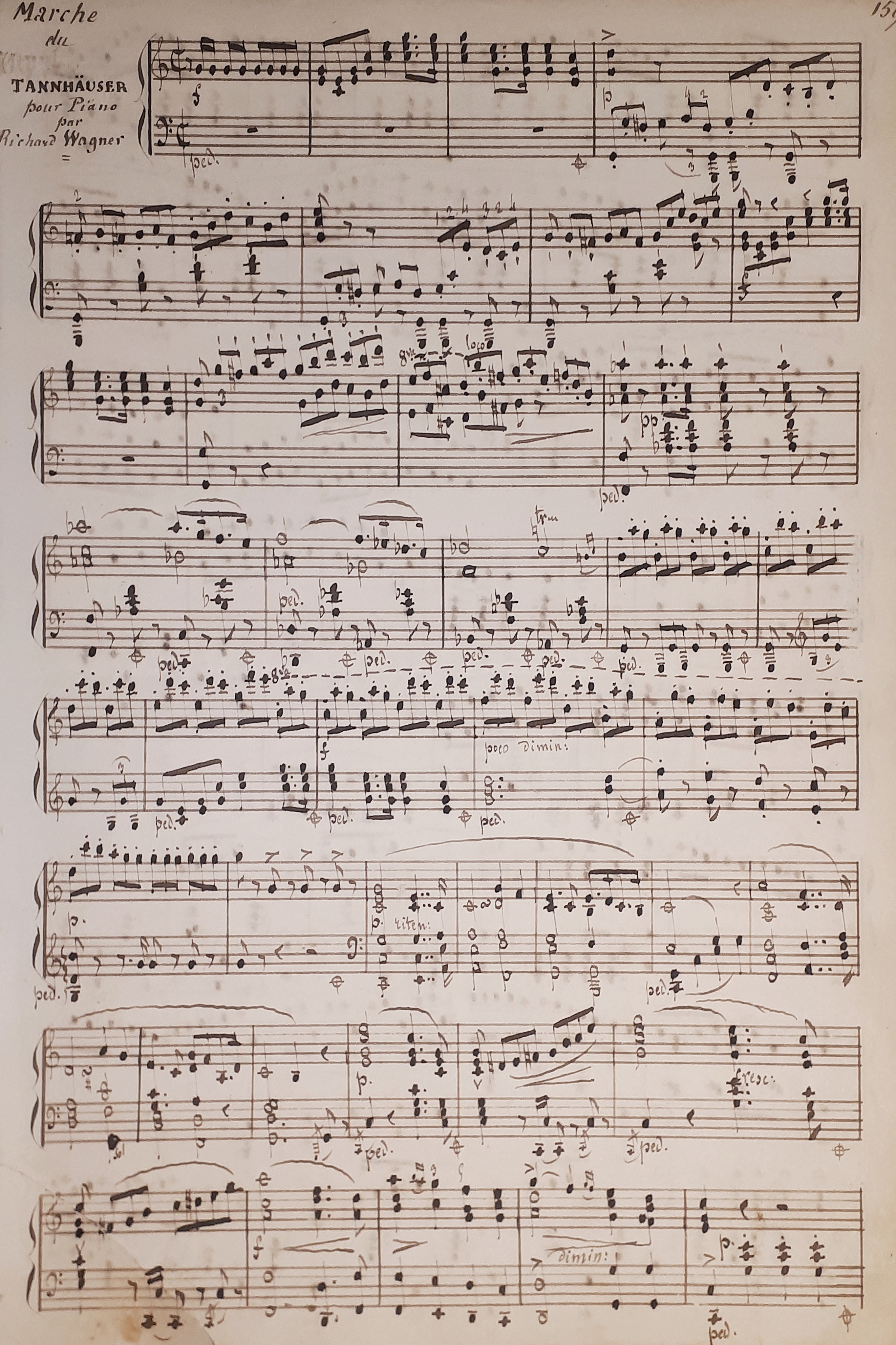 Spartito Manoscritto - Marché du Tannhäuser pour Piano par Richard …