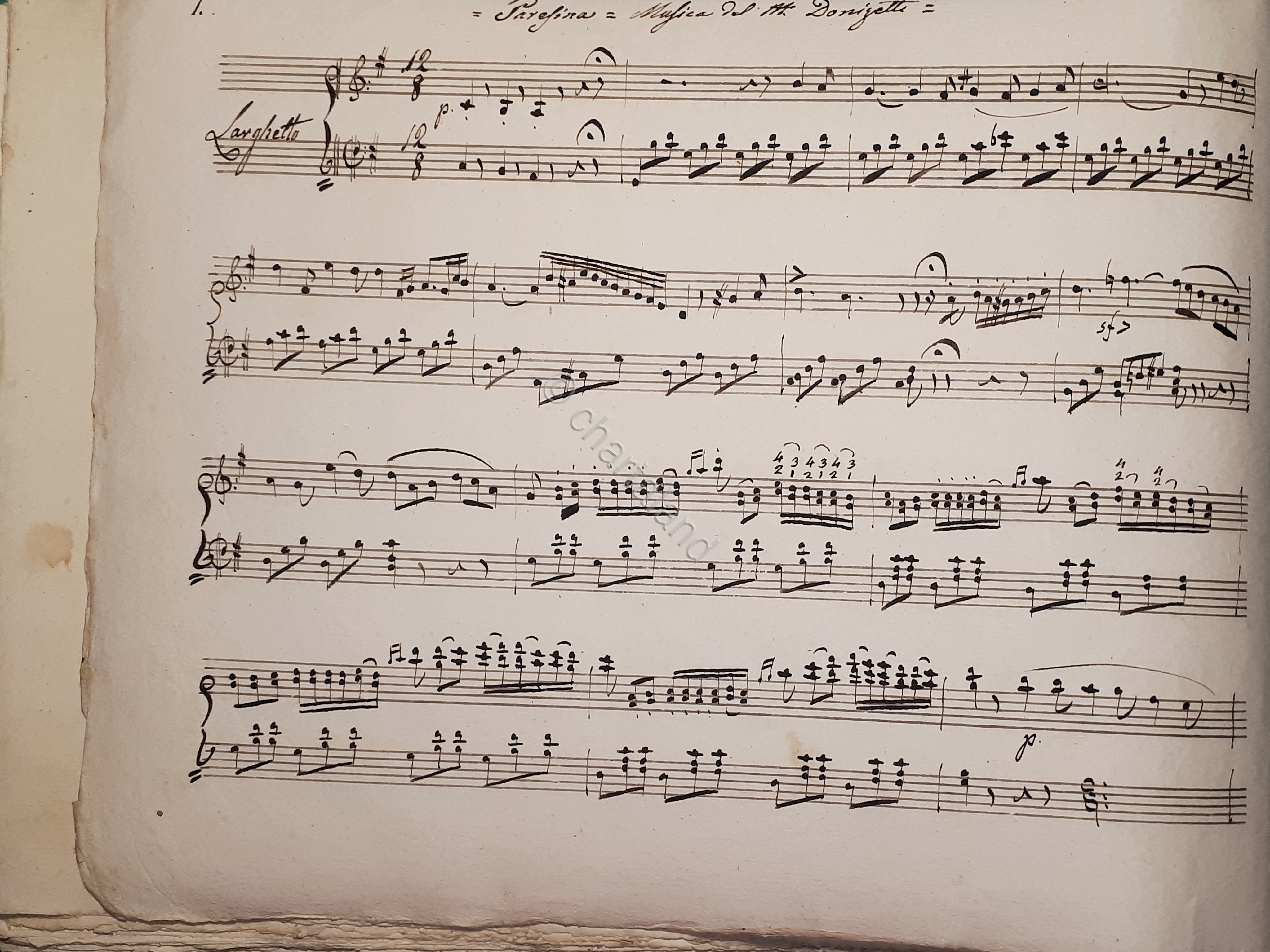 Spartito Manoscritto - Parisina d'Este - Opera di Gaetano Donizetti …