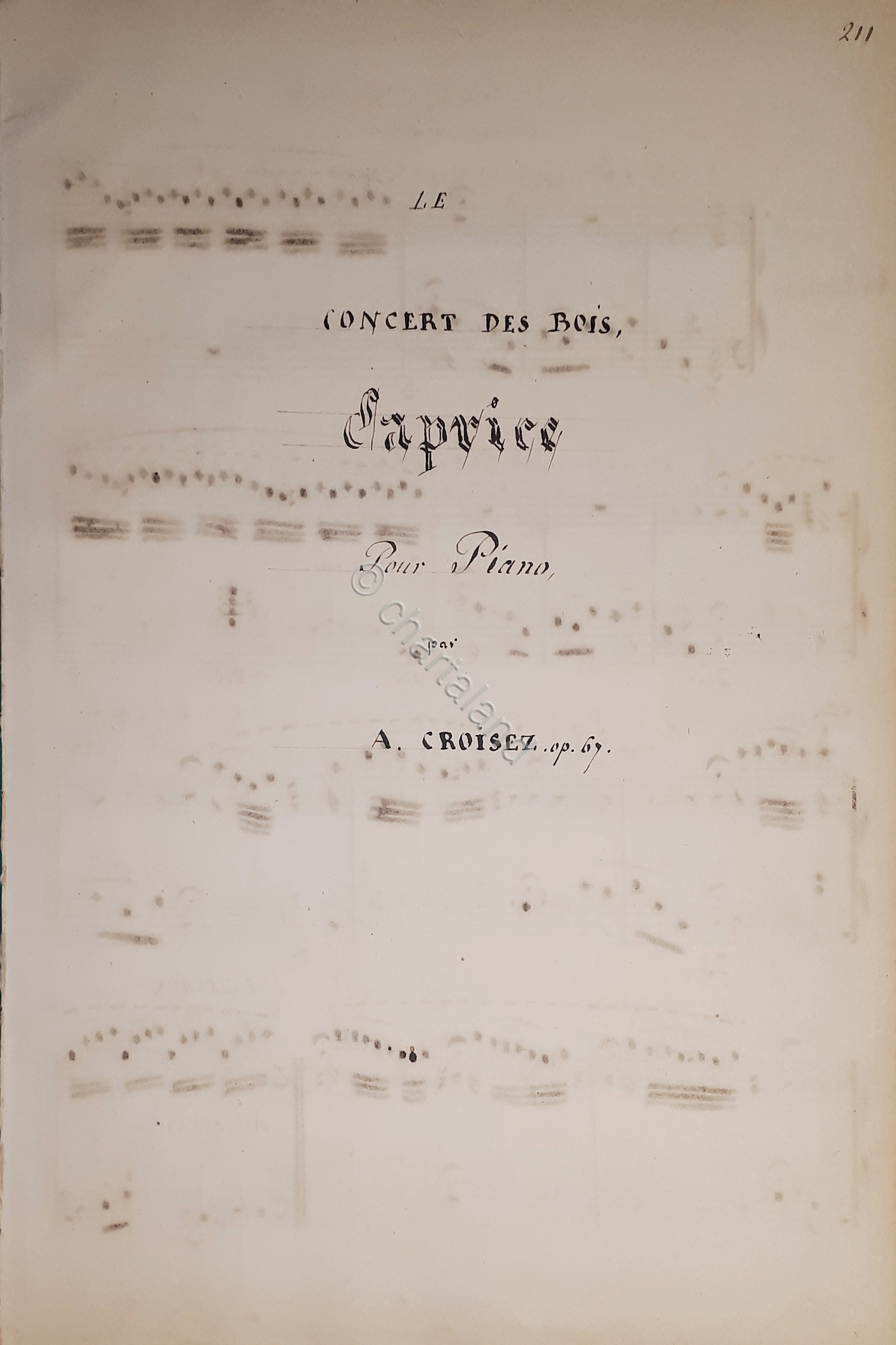 Spartito Manoscritto Concert Des Bois Caprice pour Piano par A. …