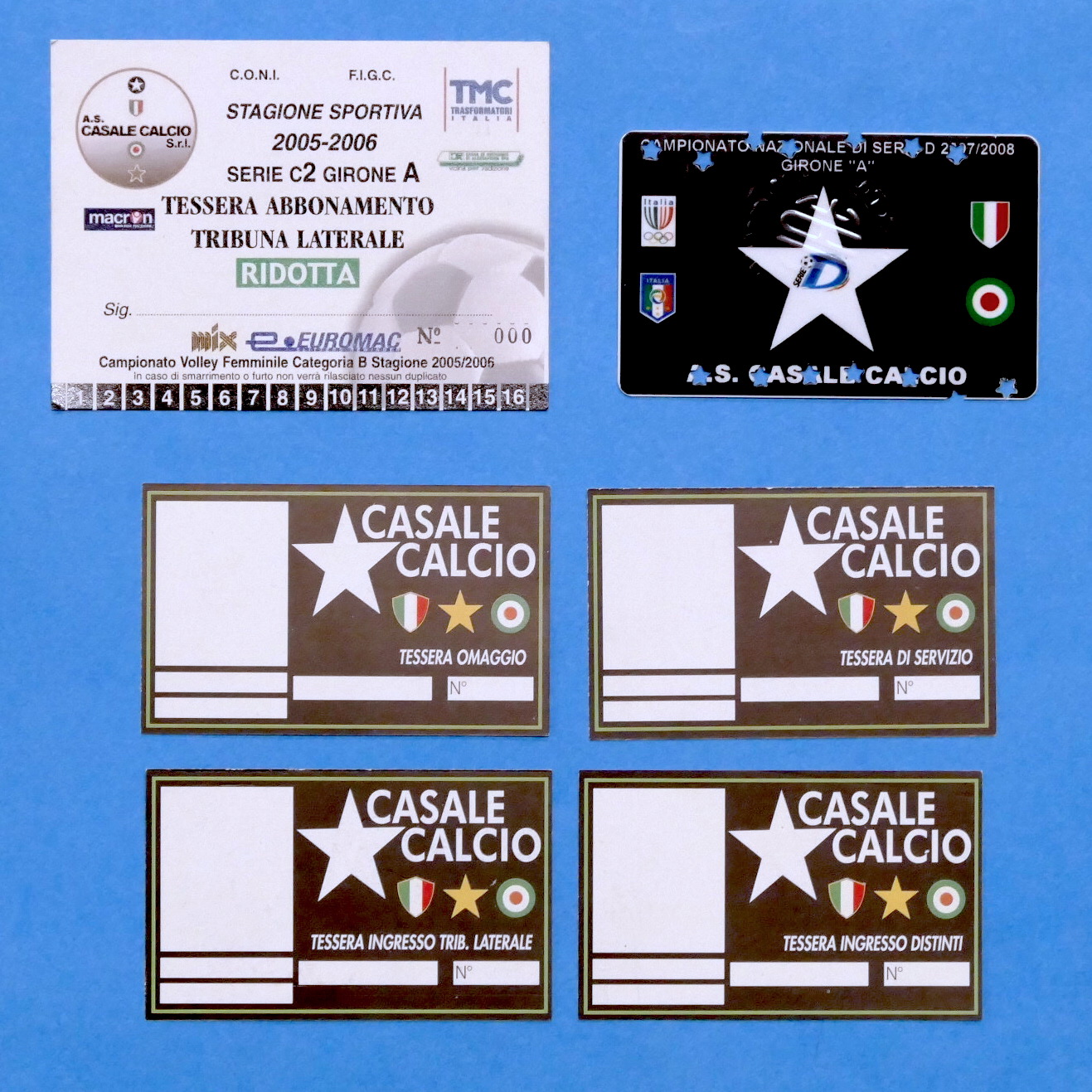 Sport - Lotto 6 tessere Casale Calcio - anni '2000
