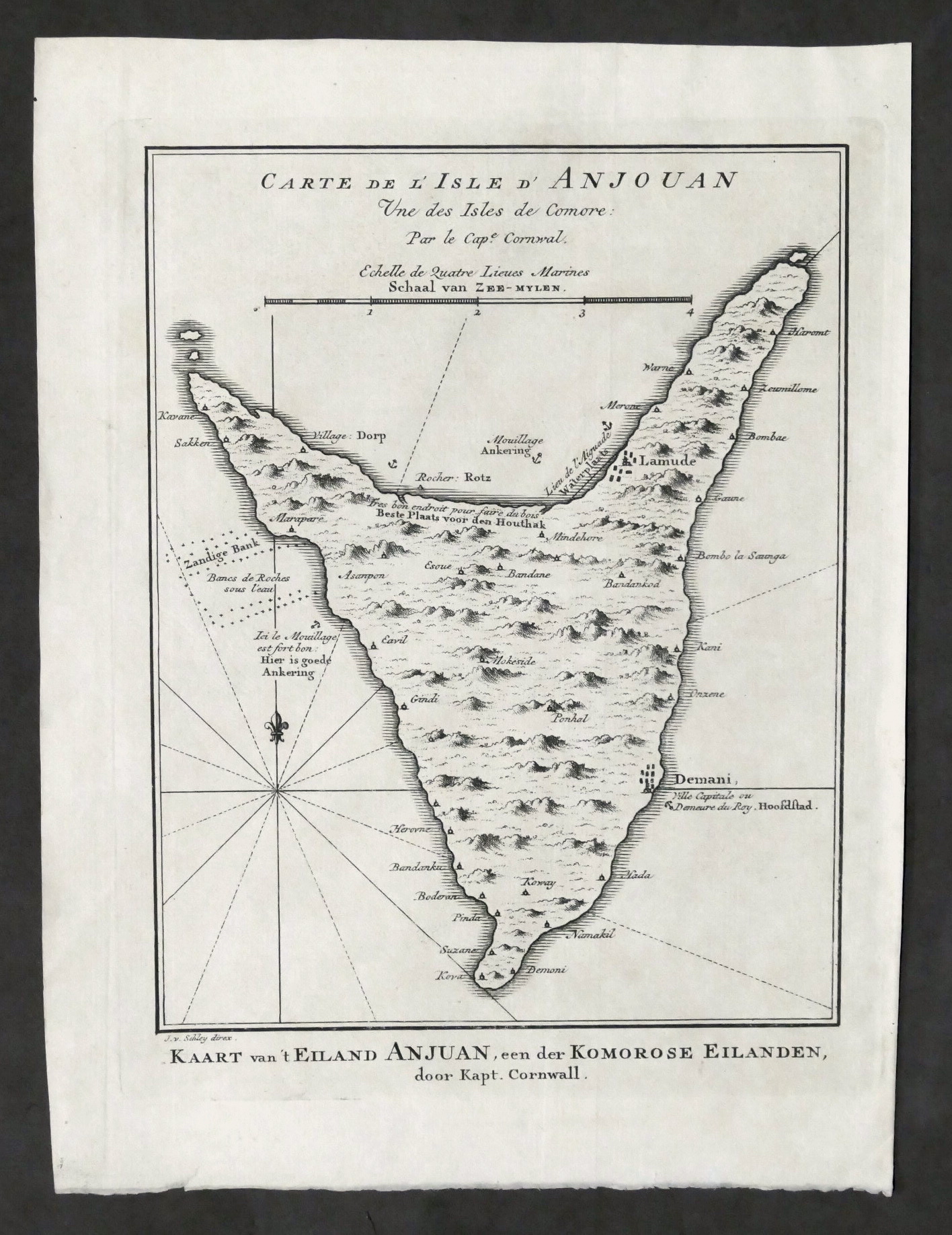 Stampa d'epoca - Carte de l'Isle d'Anjouan - Une des …
