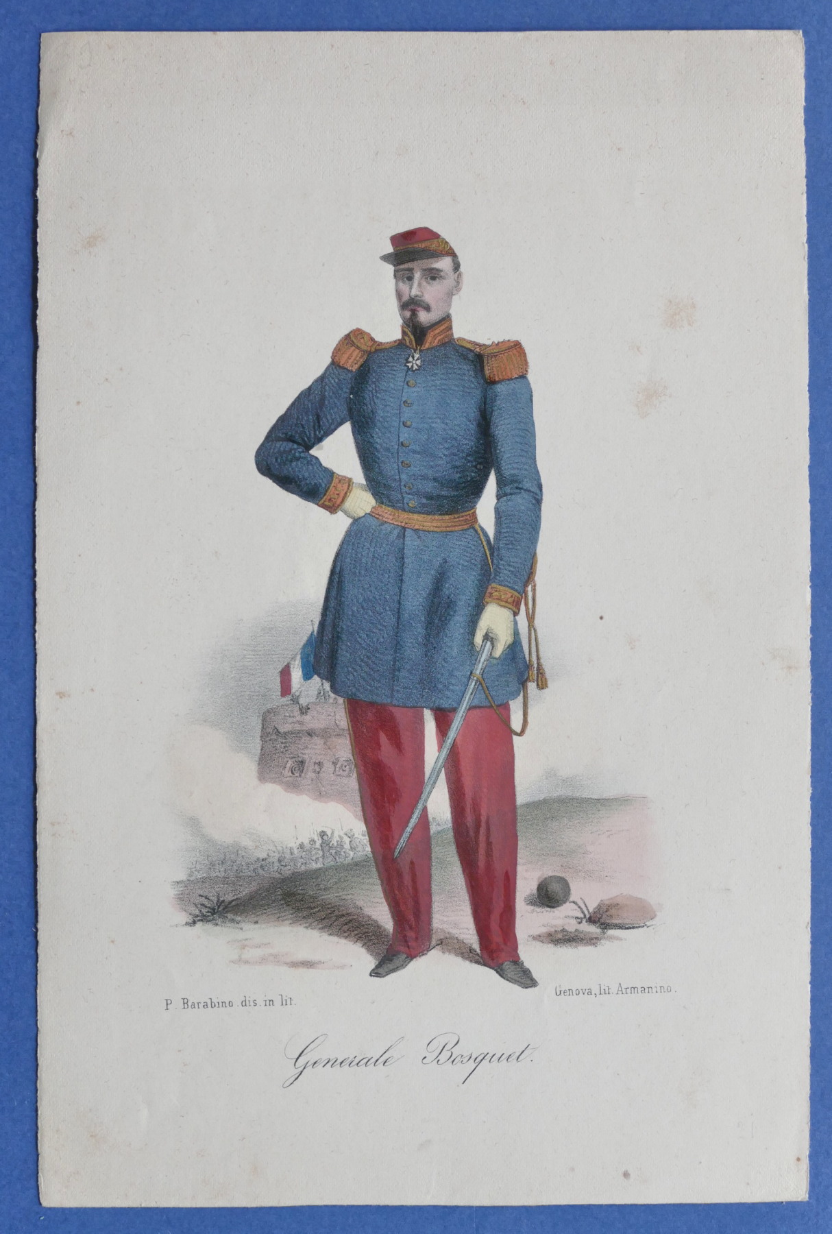 Stampa d'epoca - Generale francese Pierre Joseph François Bosquet - …