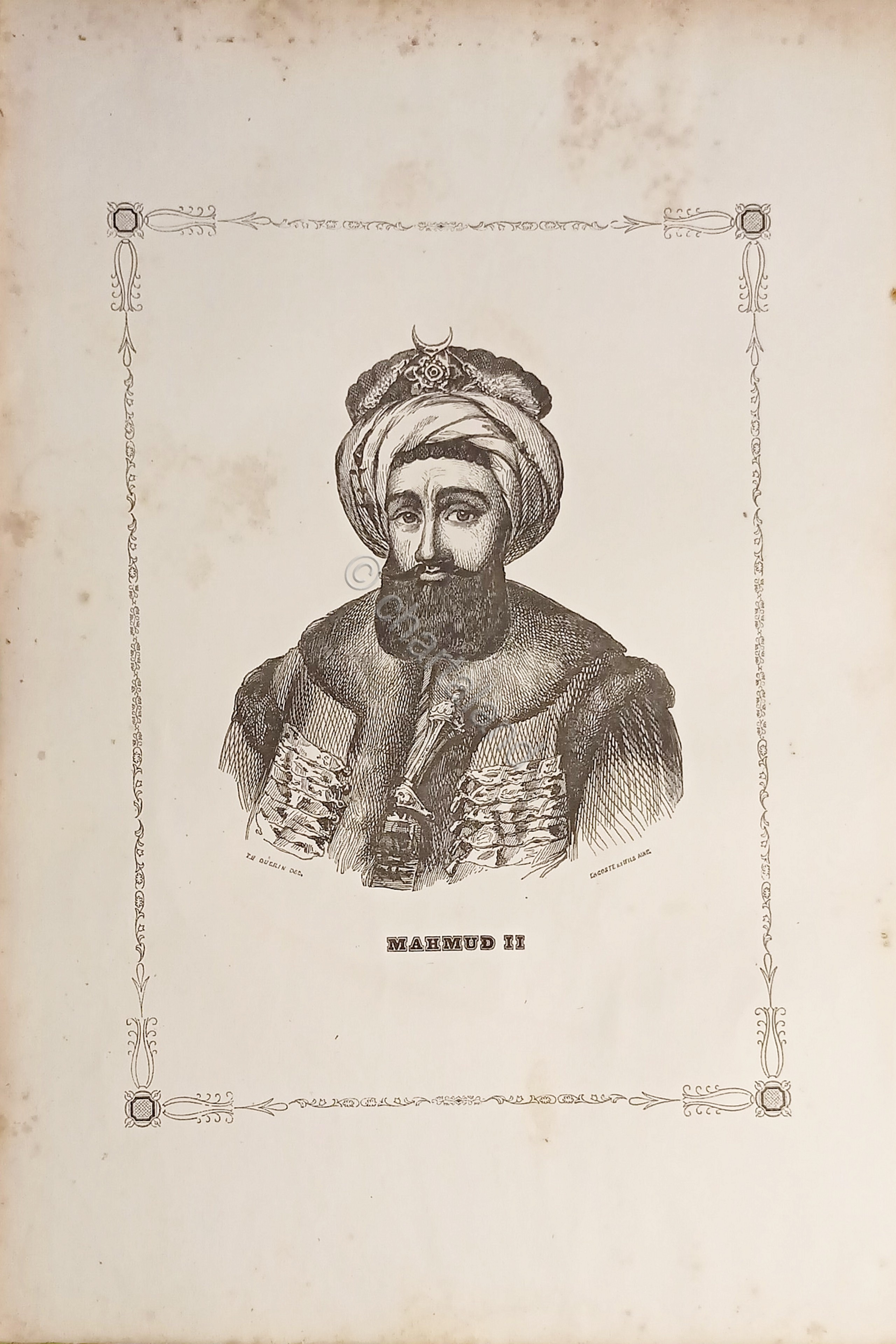 Stampa d'epoca - Sultano Mahmud II - Secolo XIX