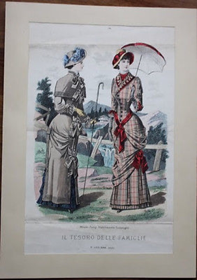 Stampa FIgurino moda abbigliamento epoca donna - Milano - 1882 …