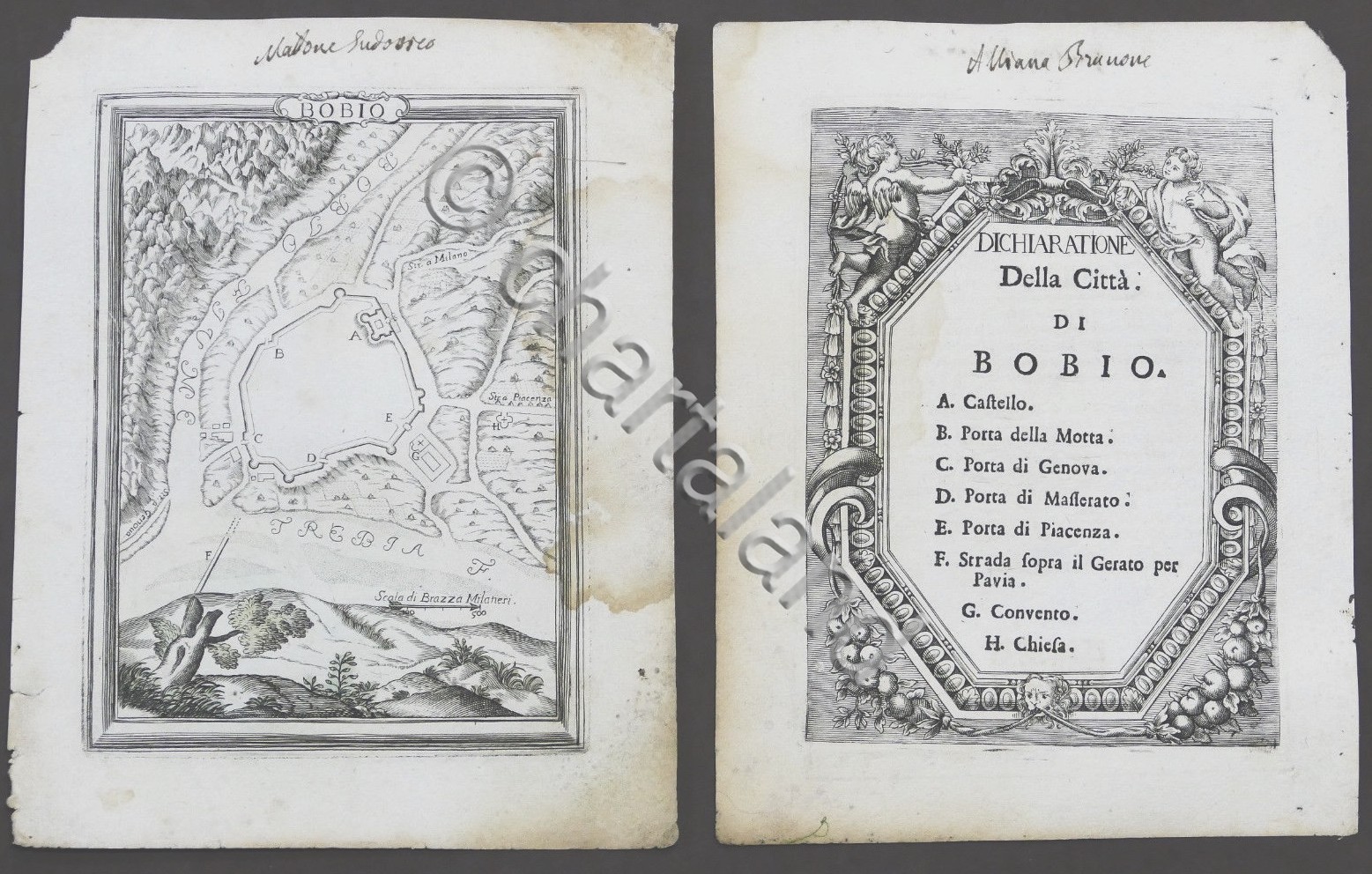 Stampa fortificazioni - Pianta di Bobbio (Bobio) - G.B. Sesti …