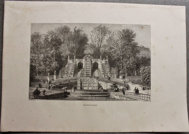 Stampa Incisione '800 Francia - Saint Cloud - K. Girardet …