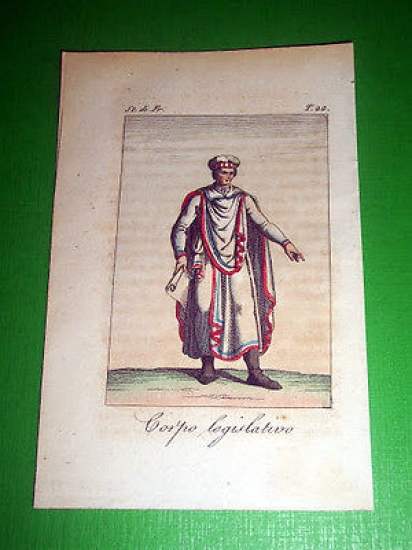 Stampa Incisione acquerellata - Corpo Legislativo ( Francia ) - …