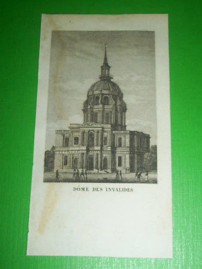 Stampa Incisione Architettura Francia - Dome des Invalides - 1800 …