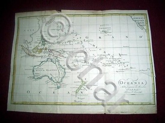 Stampa Incisione d' epoca - Piantina geografica OCEANIA - 1826